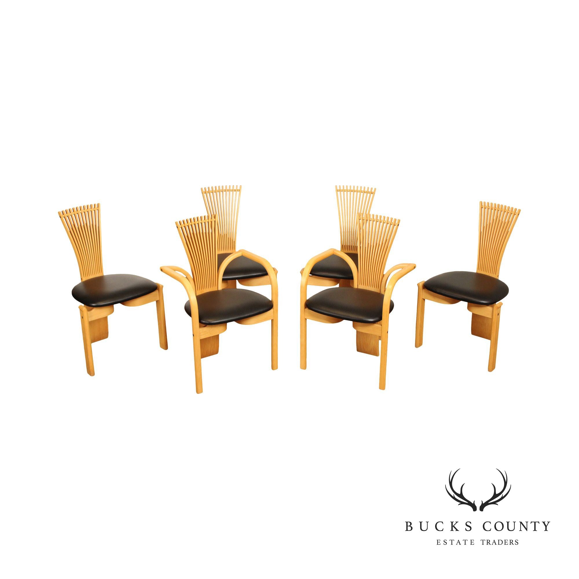 Torstein Nilsen Westnofa Postmodern Set of Six 'Totem' Dining Chairs