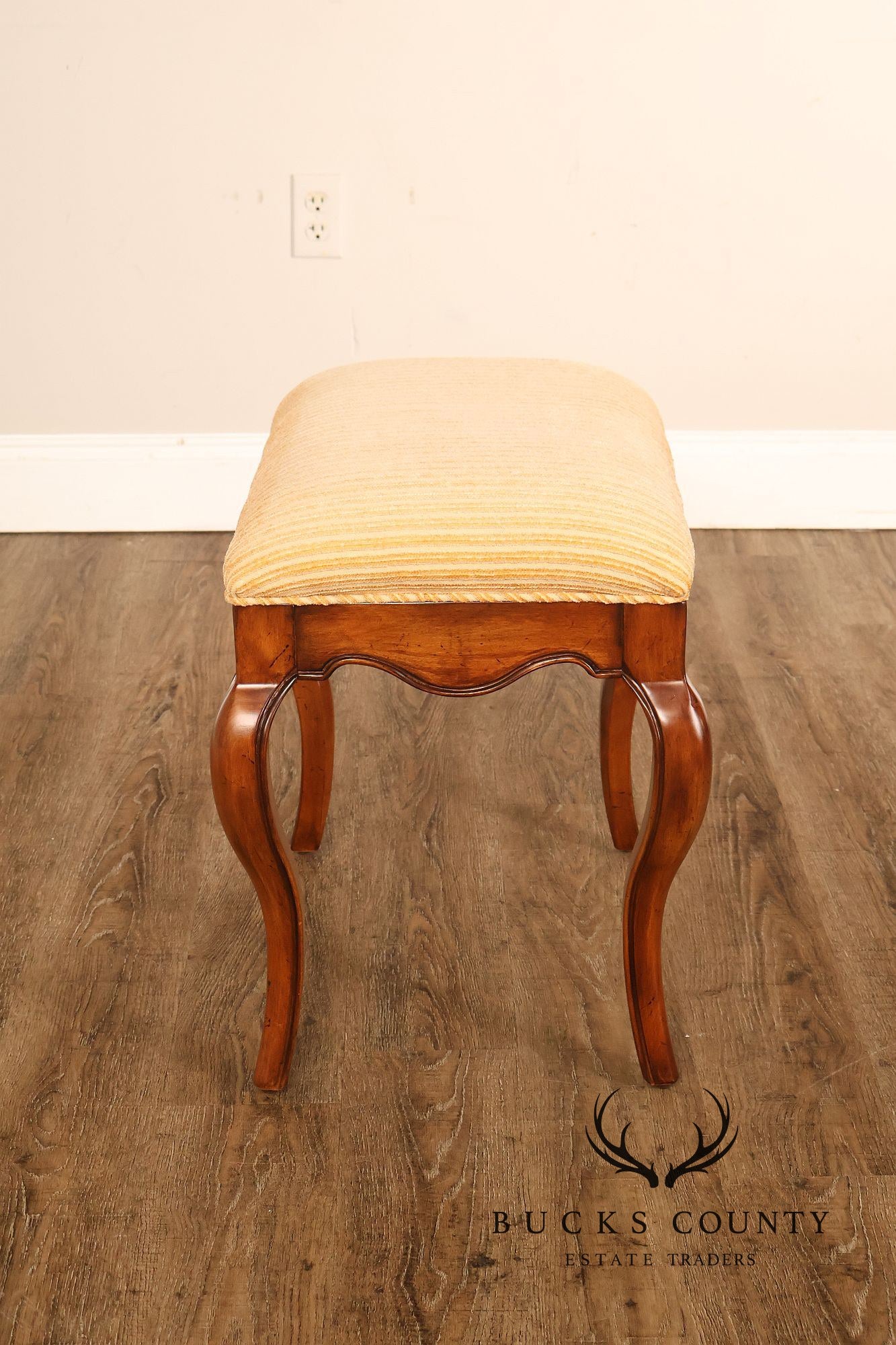 French Louis XV Style Carved Wood Vanity Stool