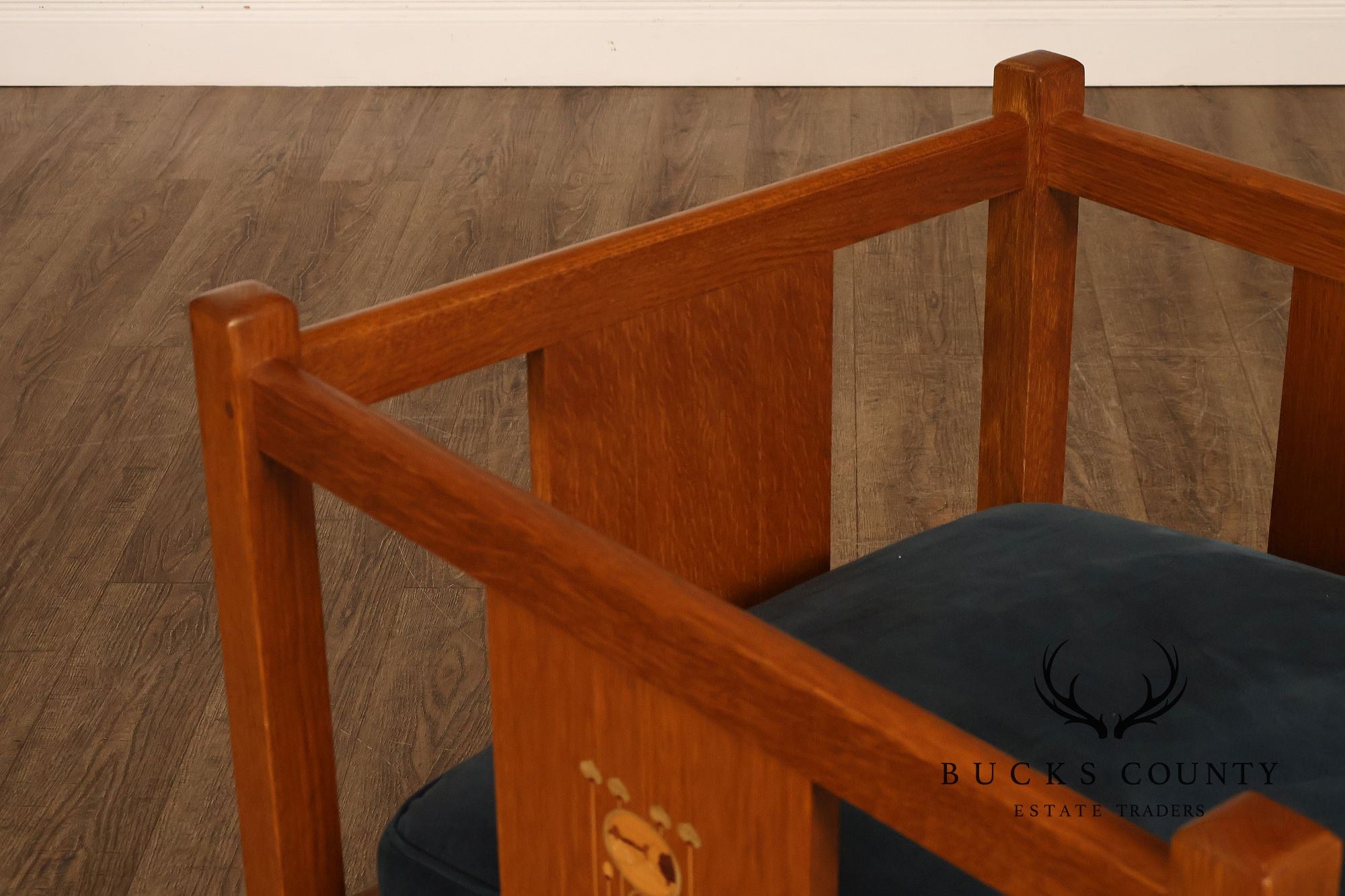 Stickley Mission Harvey Ellis Pair Of Inlaid Cube Chairs