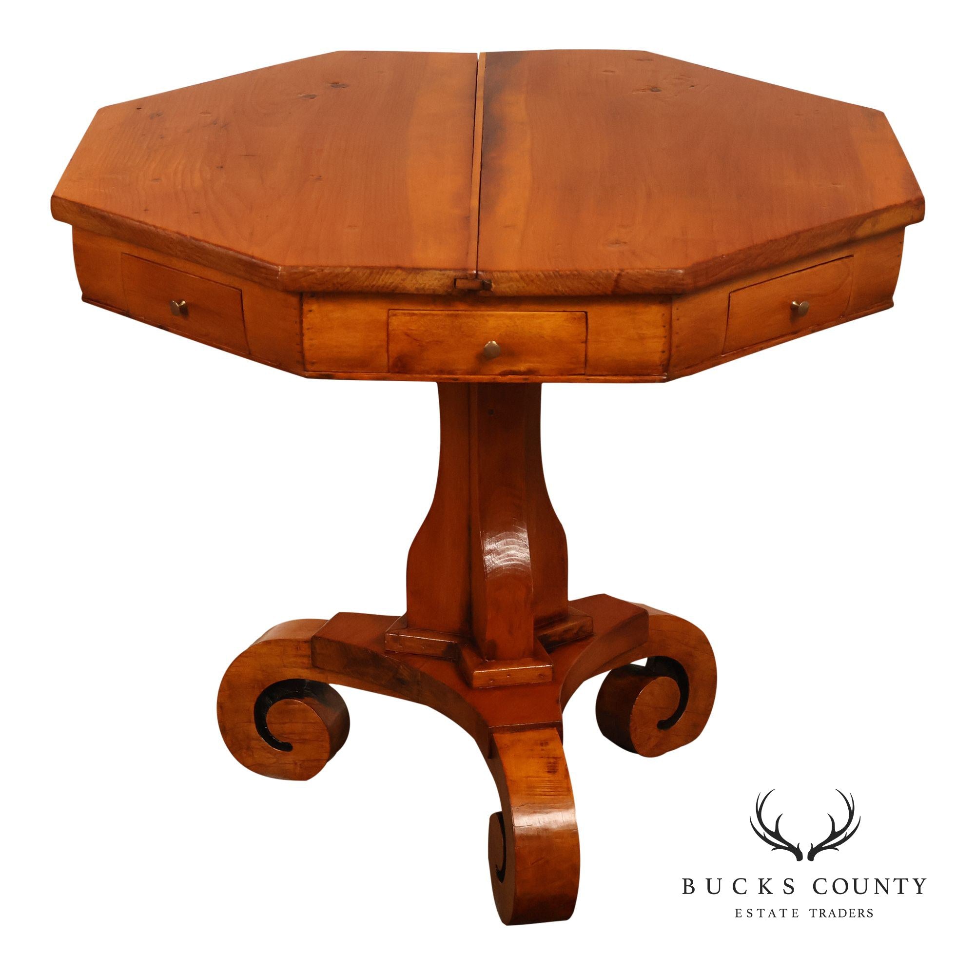 Antique Continental Pine Octagonal Rent Table