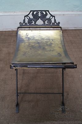 Antique Oscar Bach Style Iron X Base Bench Stool w/ Winged Griffins