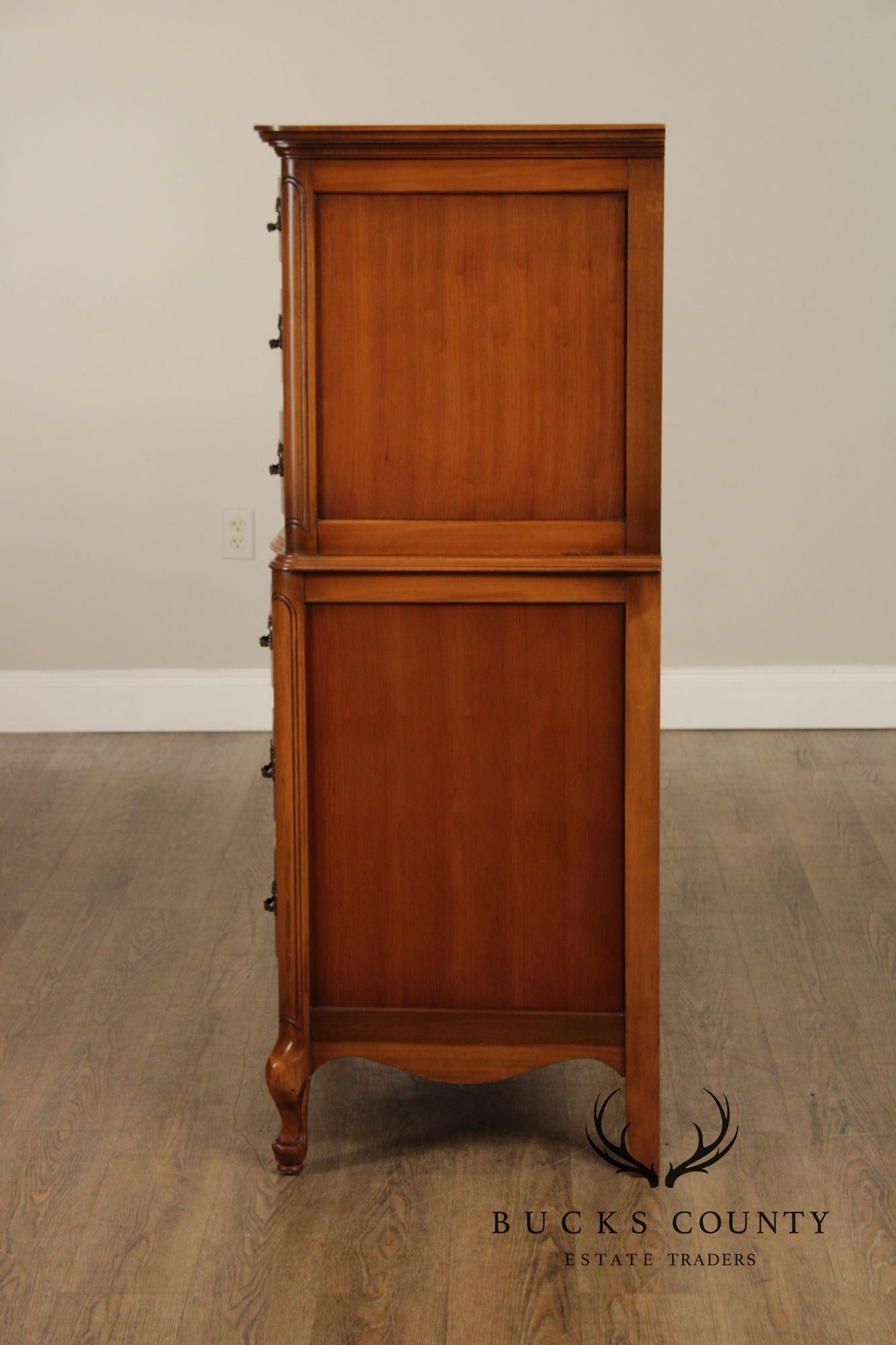 French Provincial Style Vintage Cherry Chest on Chest