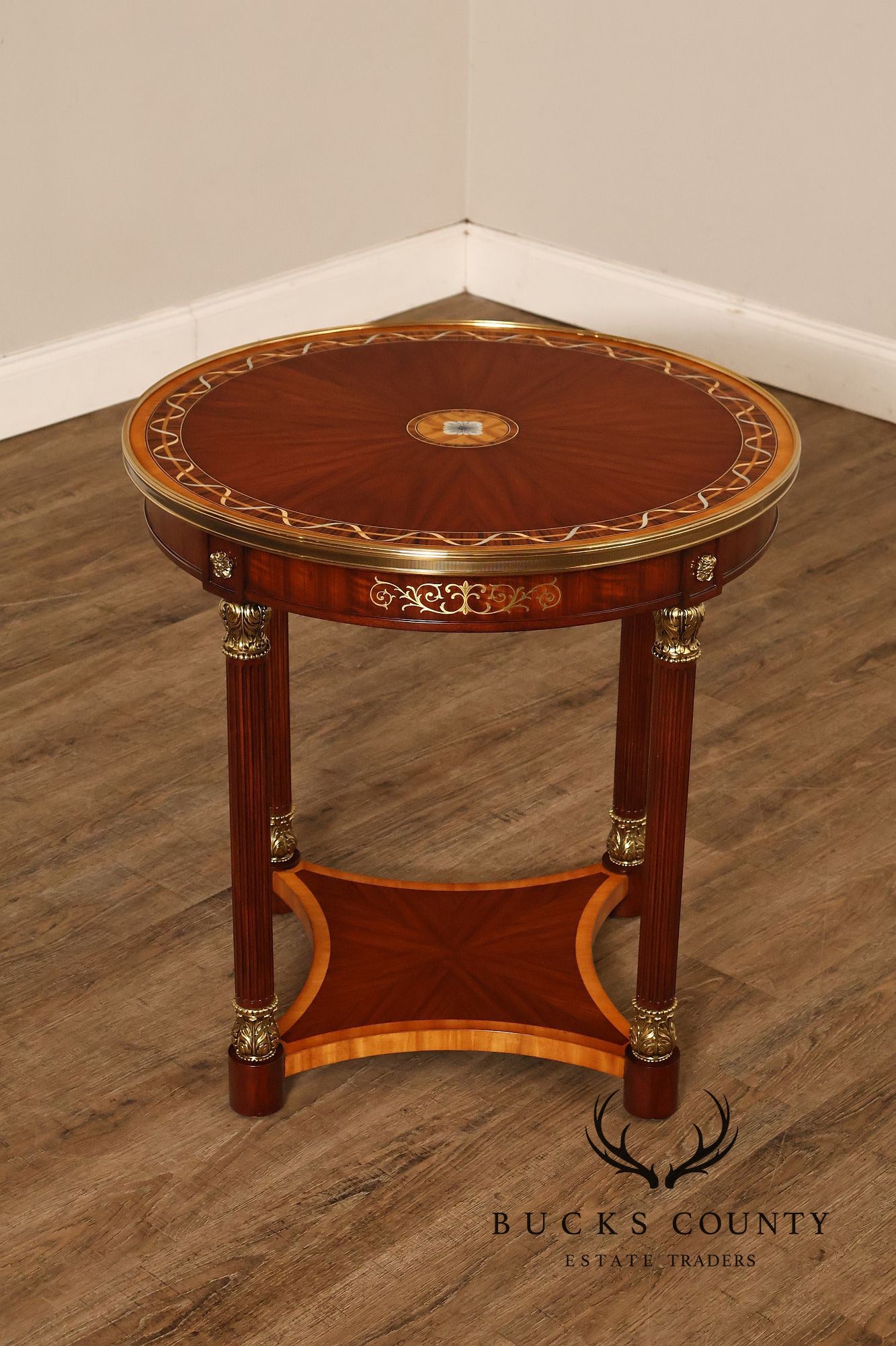 Theodore Alexander Pair of 'Paulette' Mahogany Side Tables