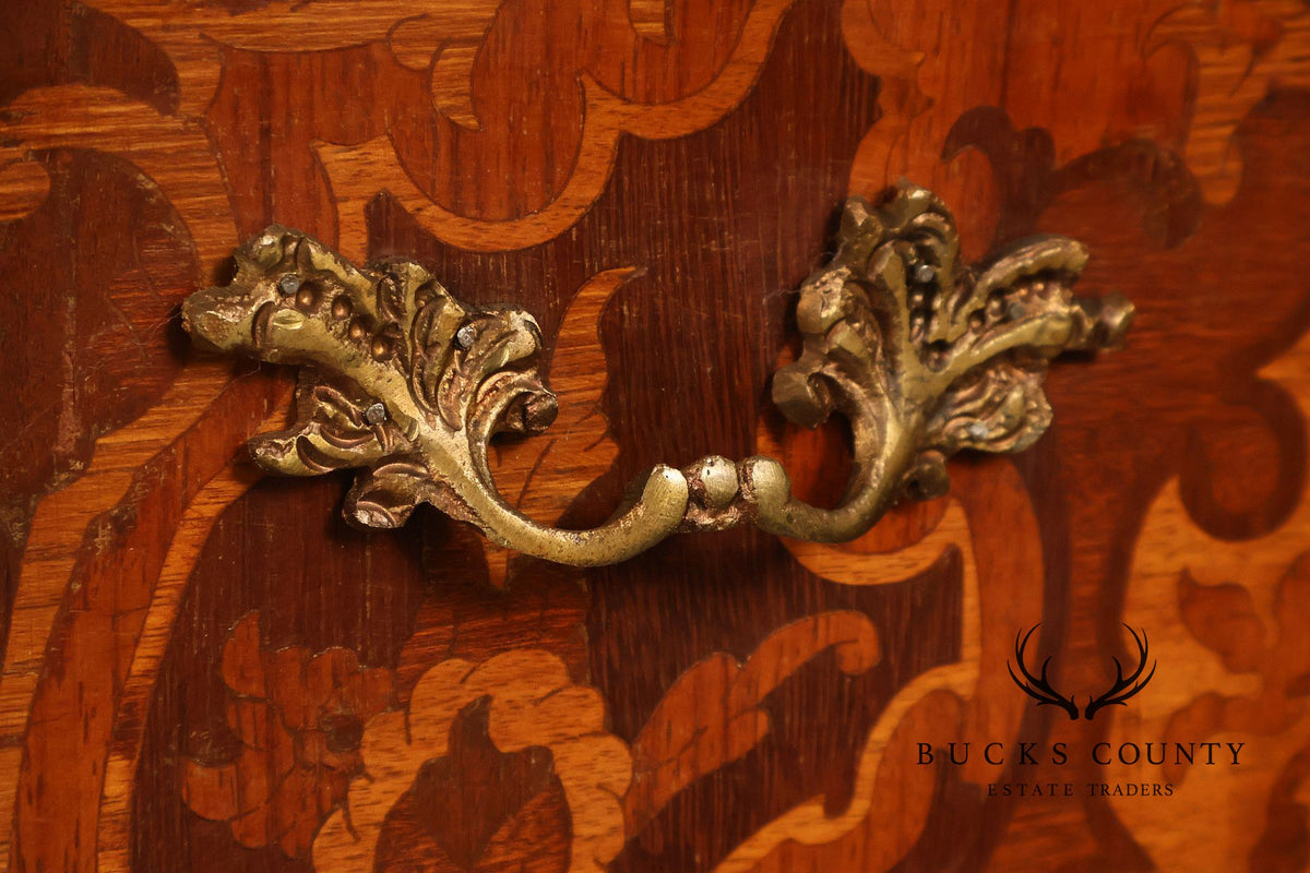 Louis XV Style Ormolu And Floral Marquetry Bombe Commode