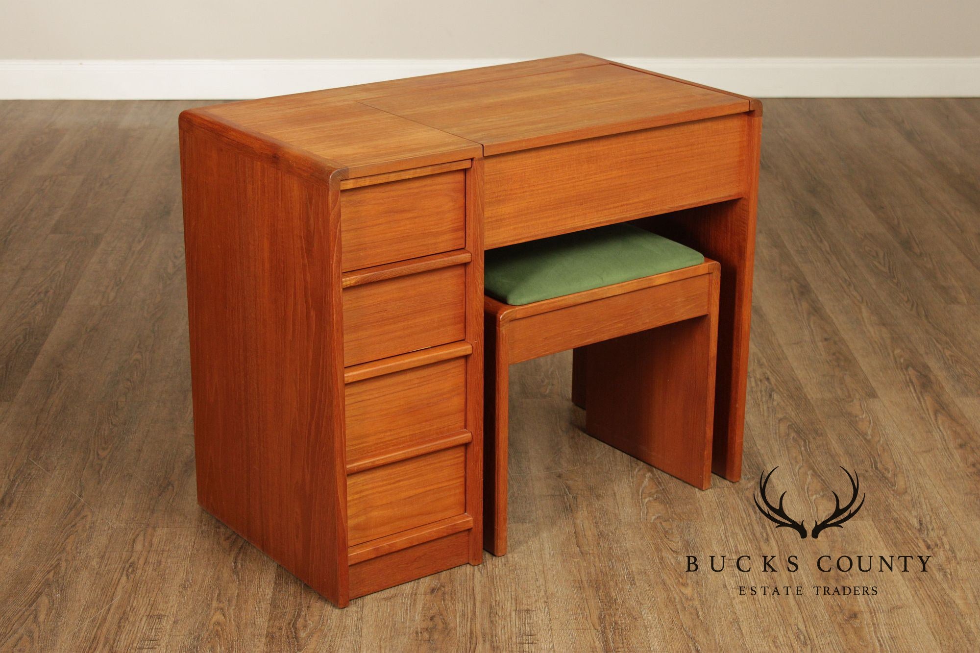 Schreiber’s Møbelfabrik Mid Century Danish Teak Vanity With Bench