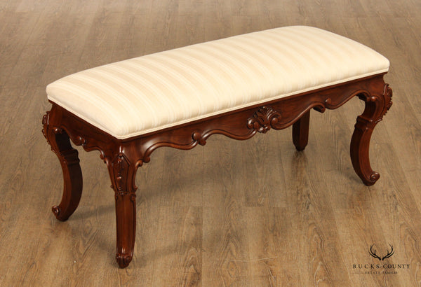 Karges Rococo Style Carved Walnut Upholstered Window Bench