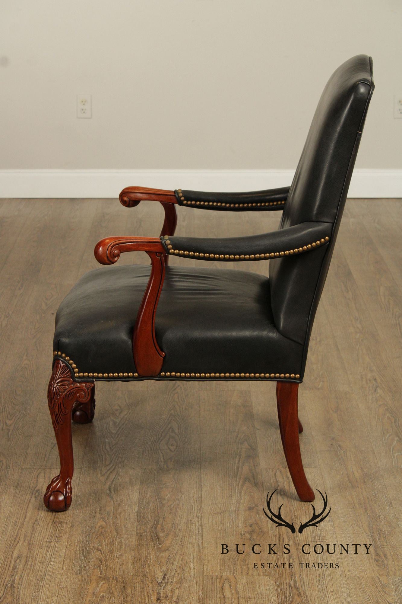 Hickory Chair Georgian Style Leather Library Armchair