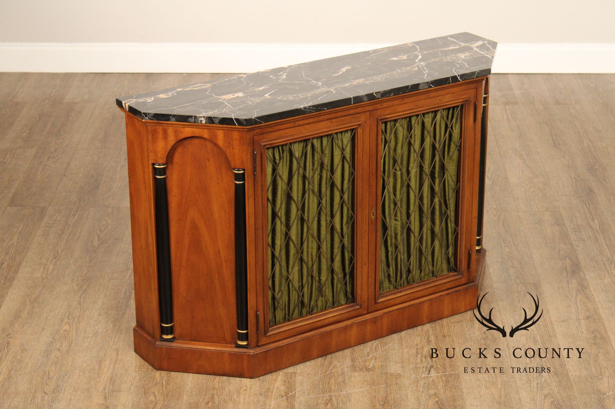 Heritage Vintage Mahogany Empire Style Marble Top Console