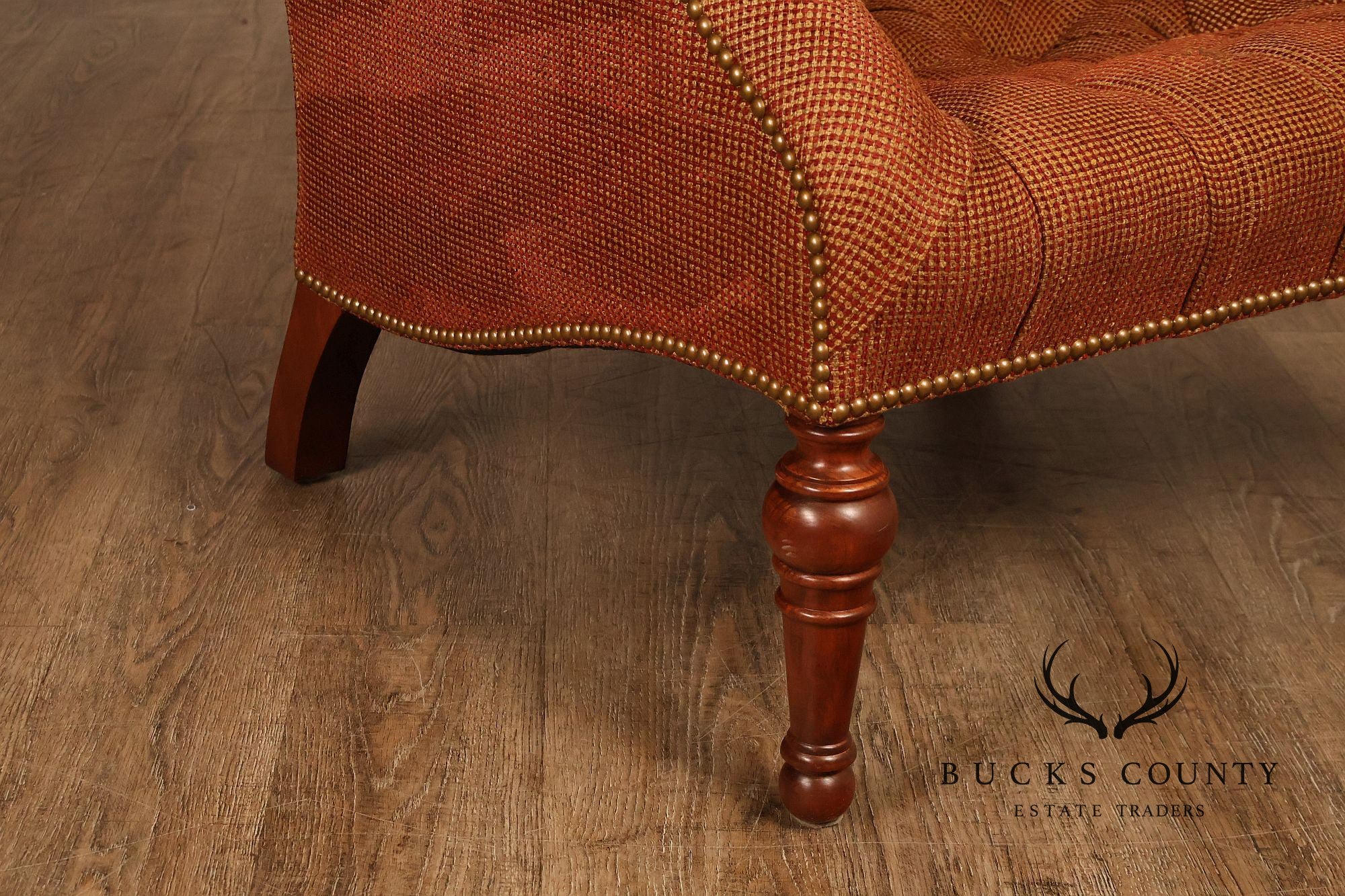 Stickley Leopold Wingback Upholstered Tufted Chair And Ottoman