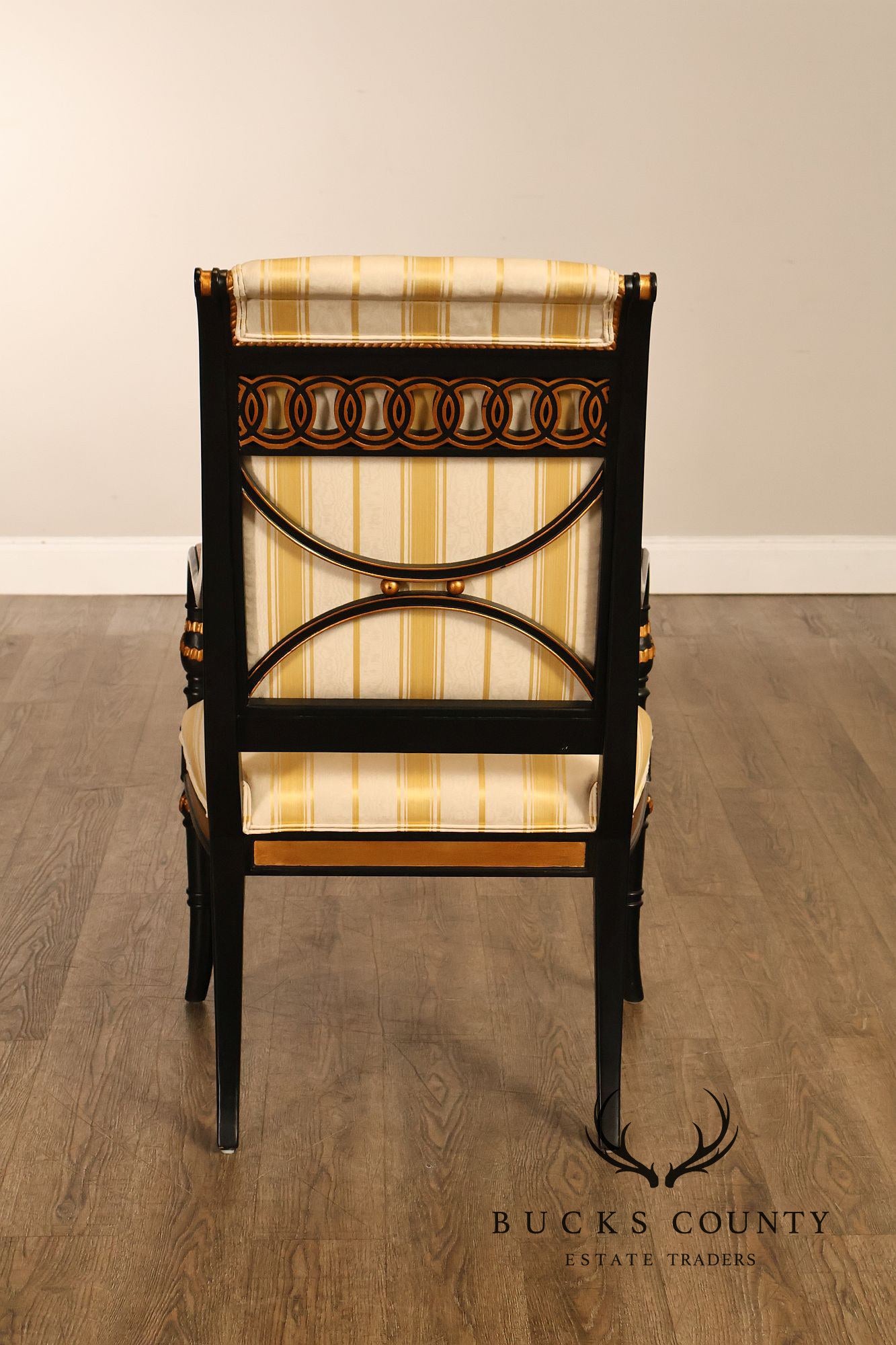 Ferguson Copeland Regency Style Pair of Ebonized Armchairs