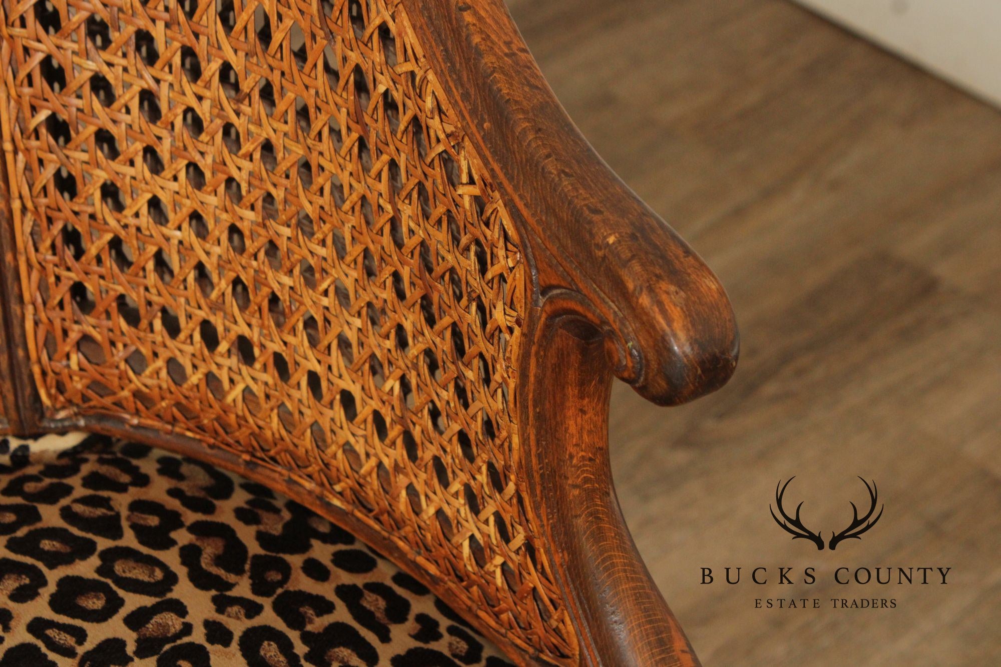 Italian Barrel Back Caned Armchair