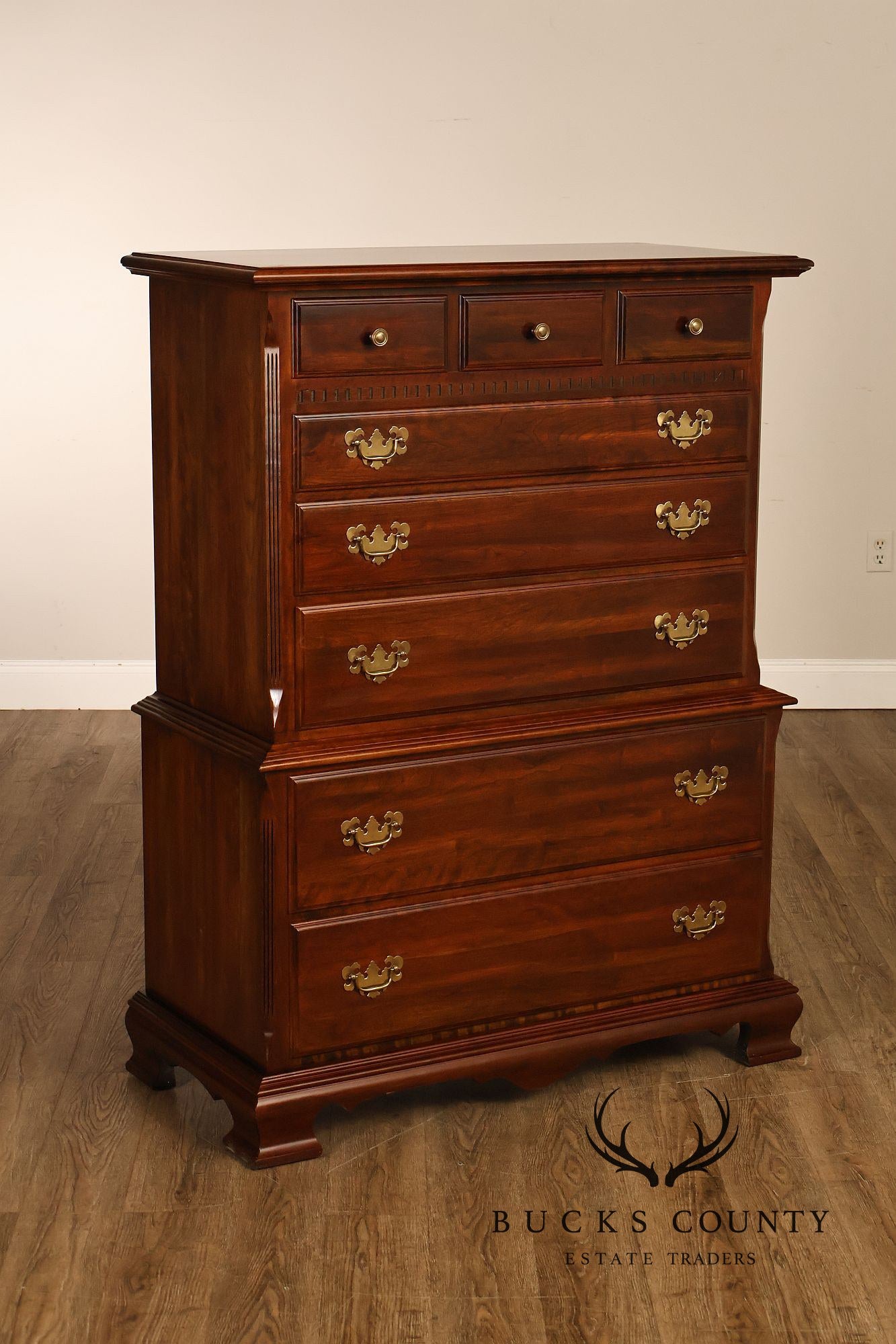 Chippendale Style Cherry Tall Chest of Drawers