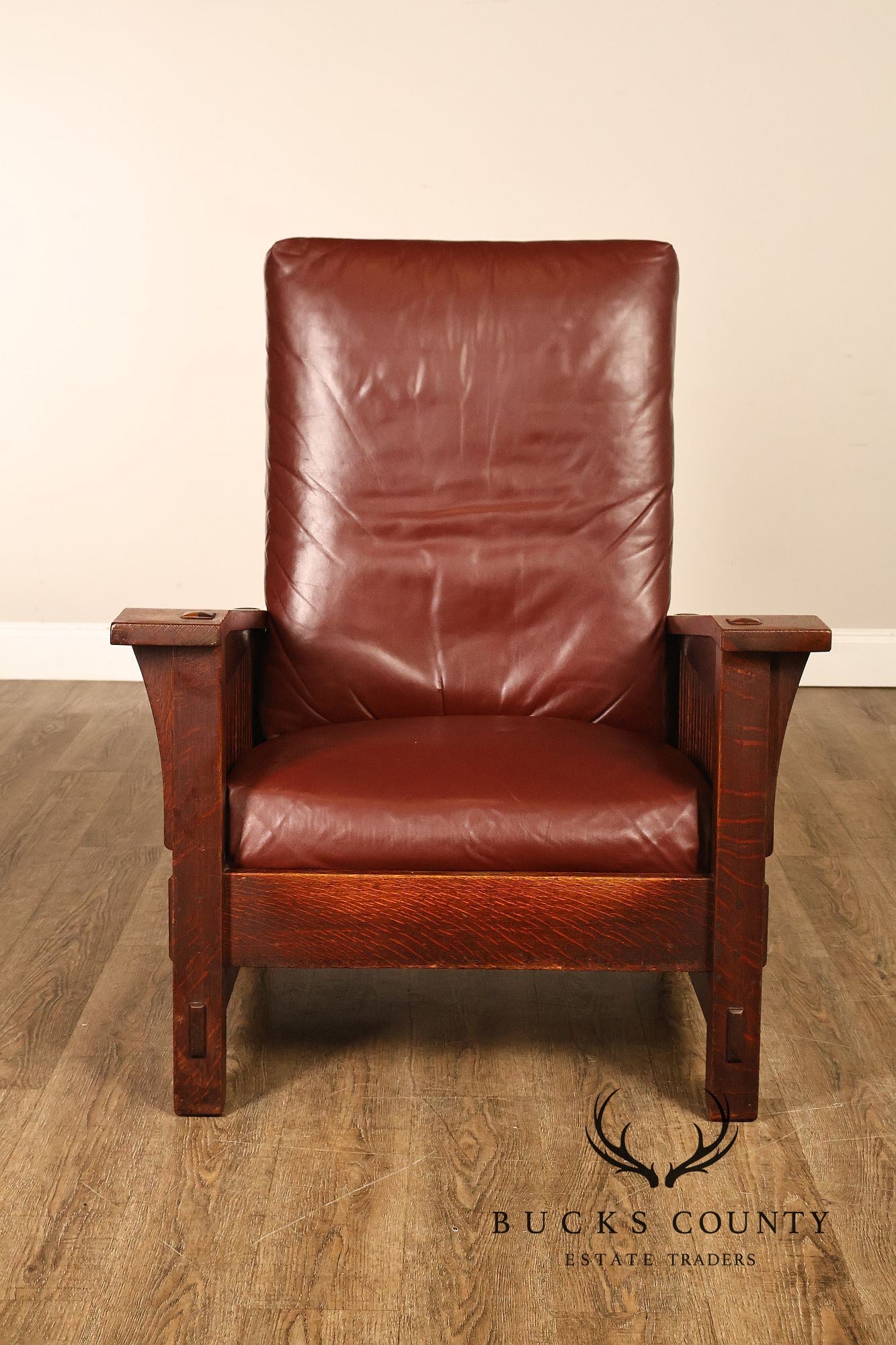 Antique Gustav Stickley No. 369 Mission Oak Reclining Morris Chair