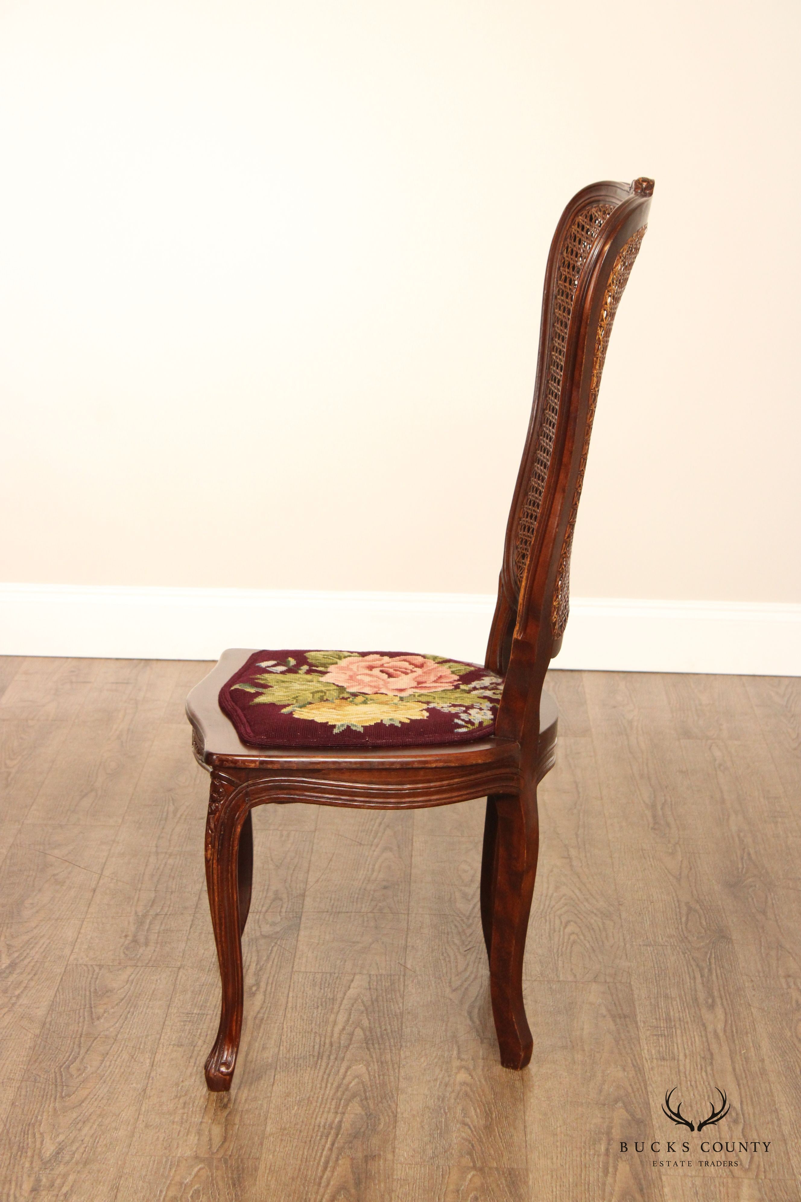 French Louis XV Style Vintage Cane Back Side Chair