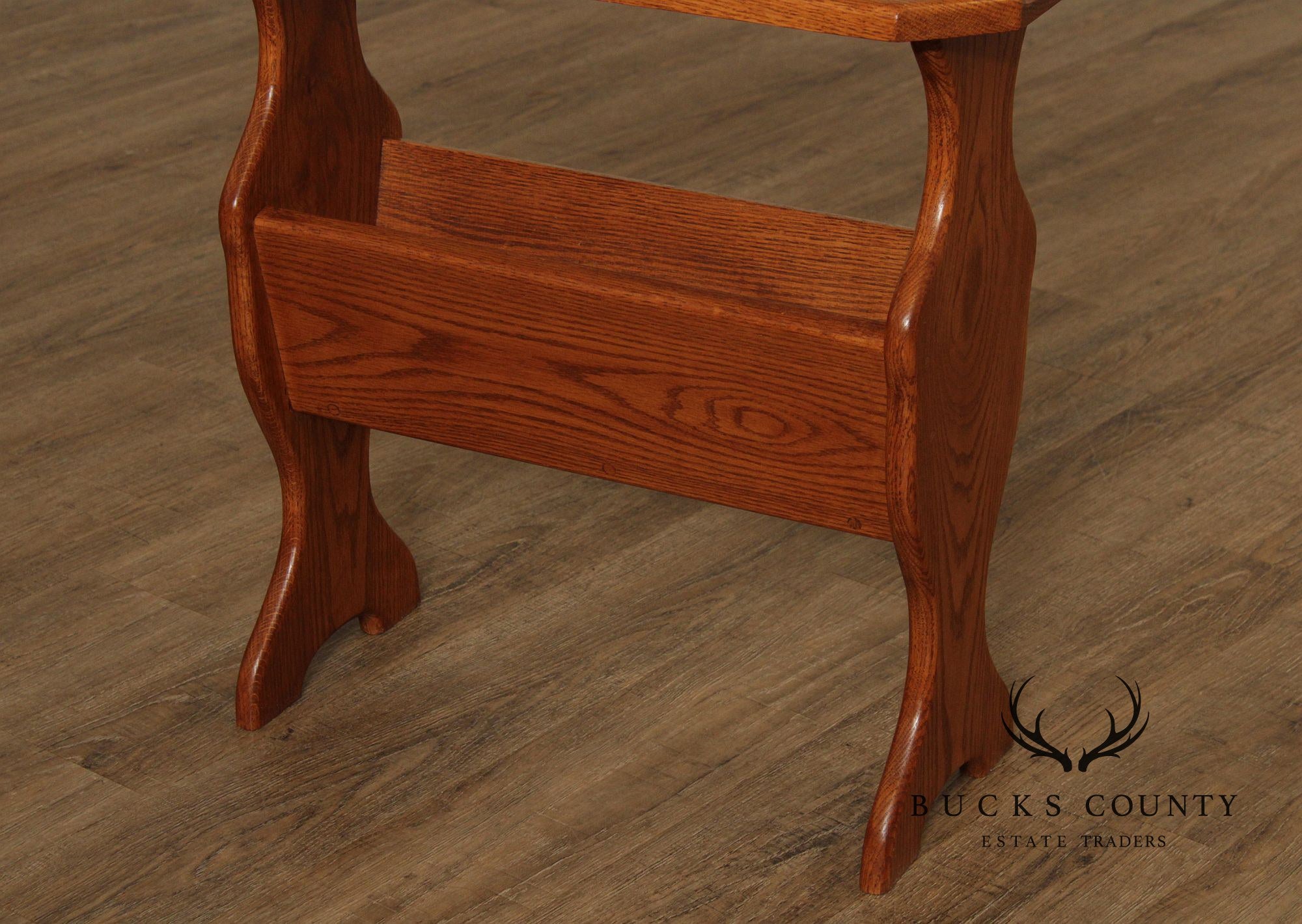 Vintage Oak Magazine Rack Side Table