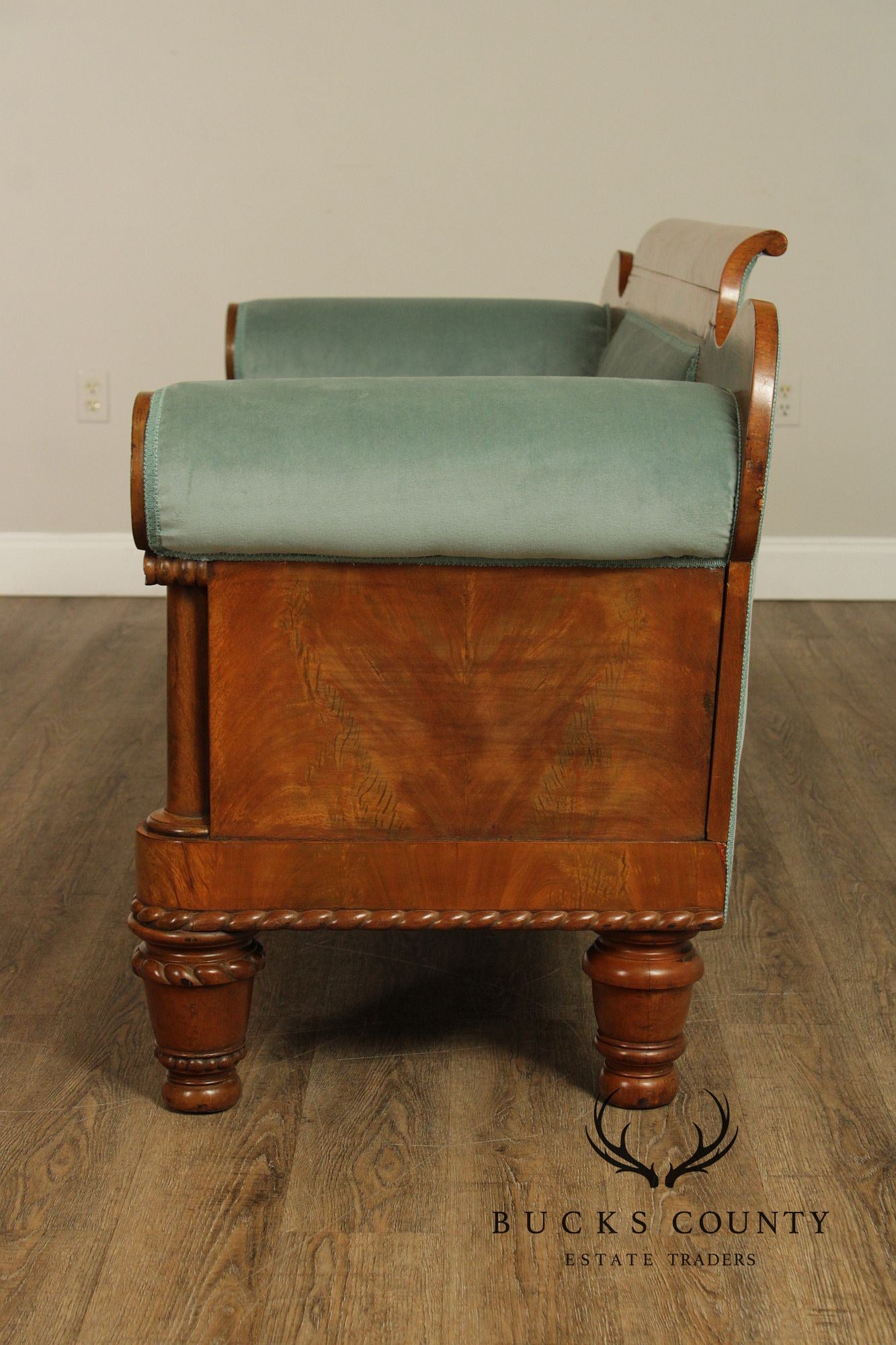 Antique American Empire Carved Mahogany Sofa