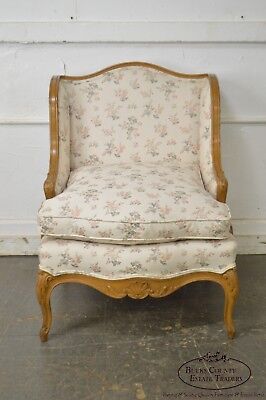 French Louis XV Custom Upholstered Carved Frame Wide Seat Bergere Lounge Chair