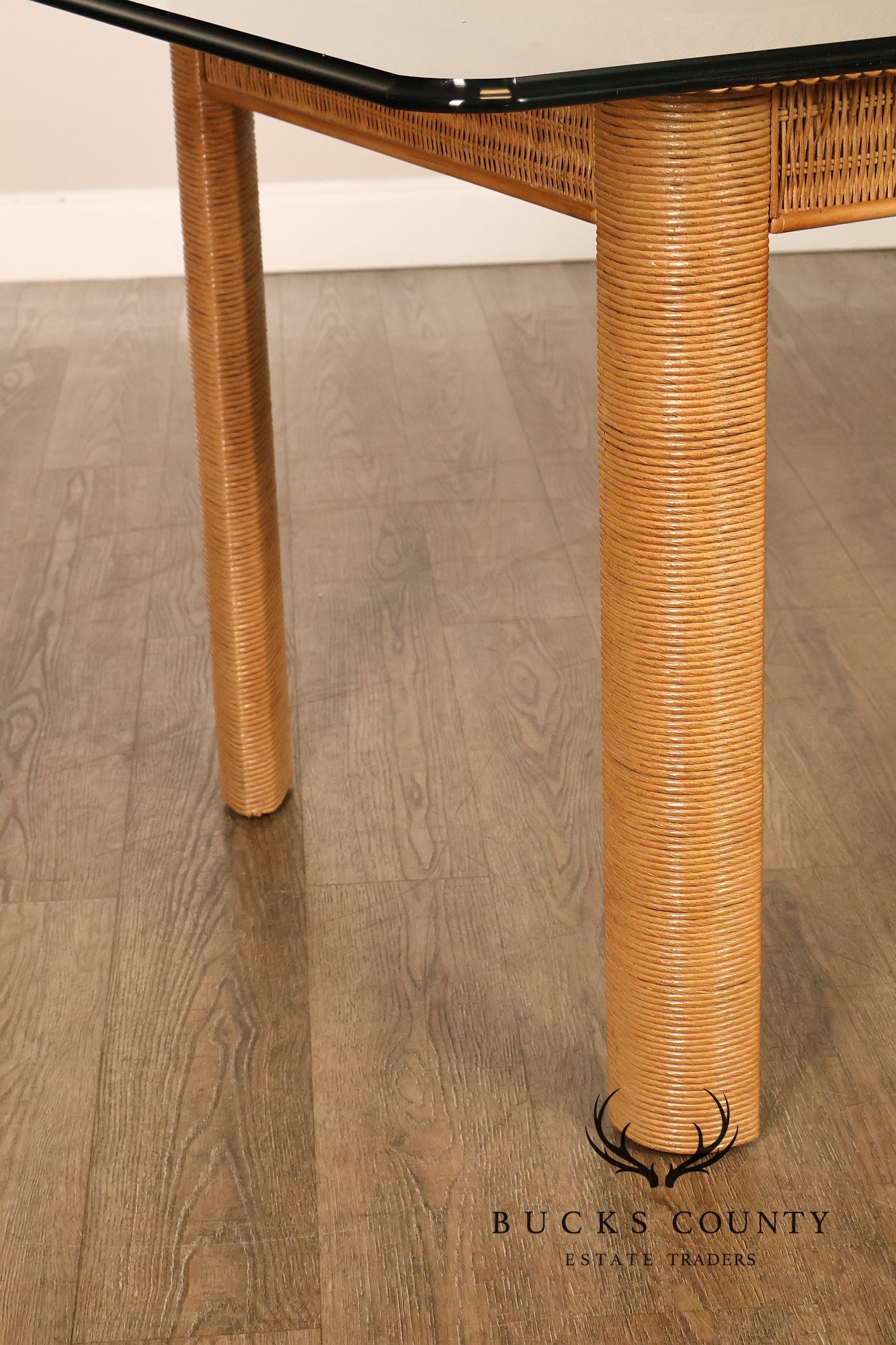 Lexington Henry Link Glass Top Wicker Dining Table