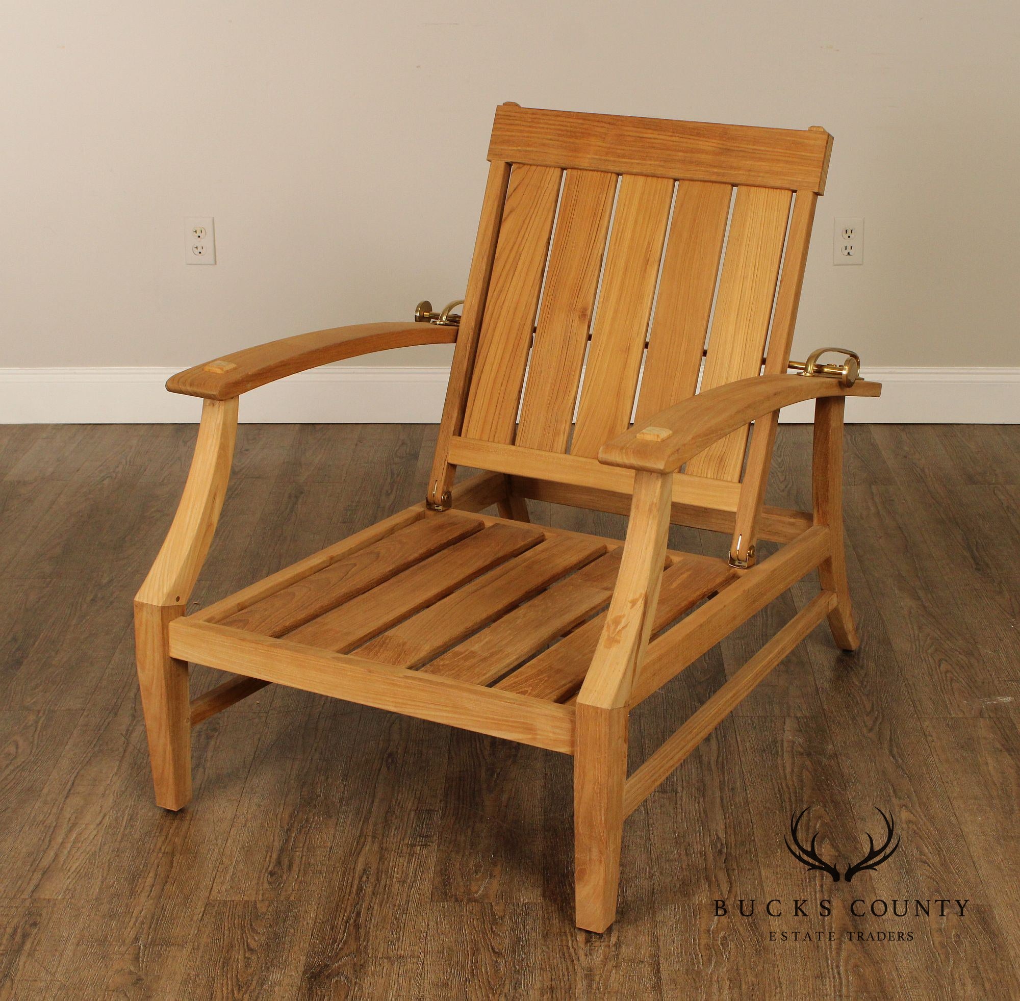 Summer Classics Pair of Teak 'Croquet' Lounge Chairs