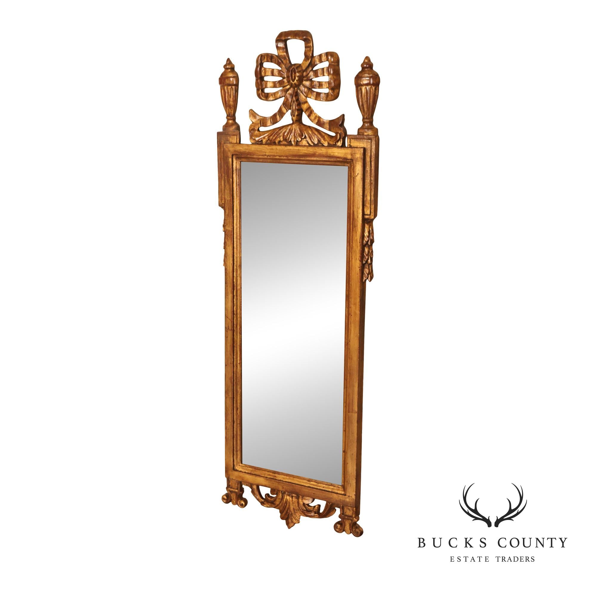Italian Giltwood Narrow Vintage Wall Mirror Mirror