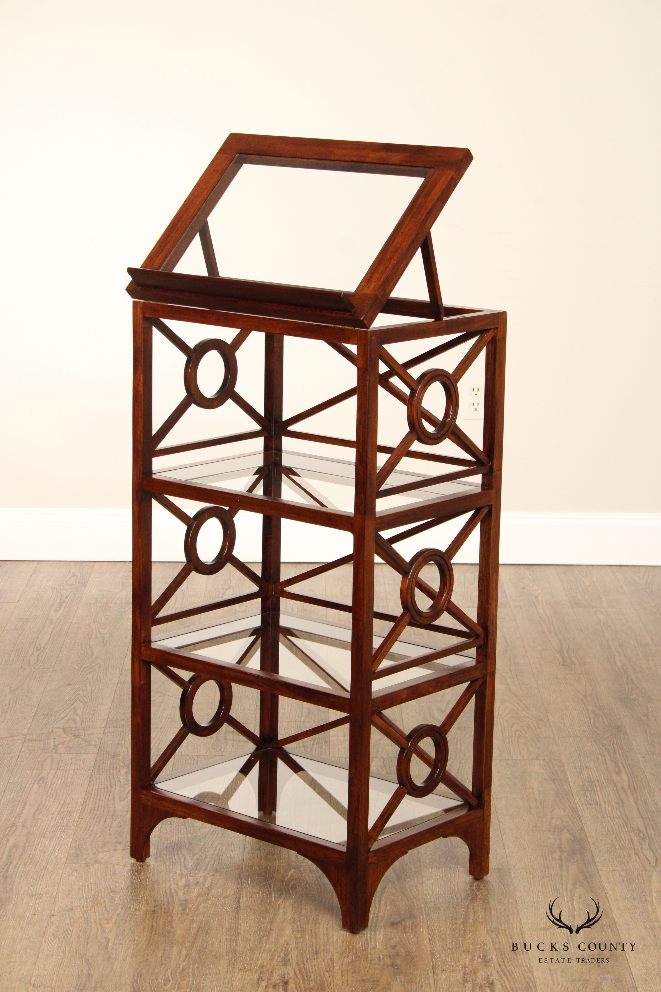 Selamat Designs Mahogany And Glass Shelf Etagere