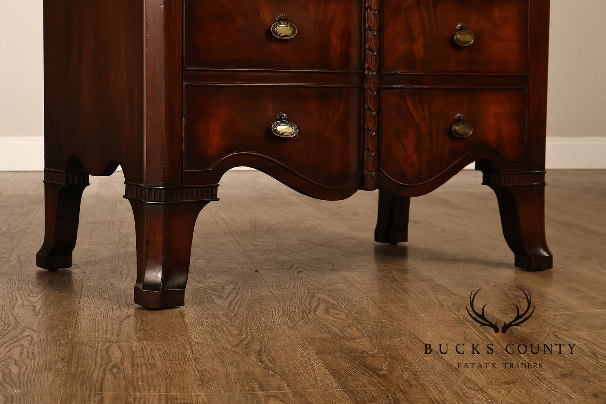 Traditional Mahogany Pair Of  Bow Front Two Drawer And Two Door Cabinets