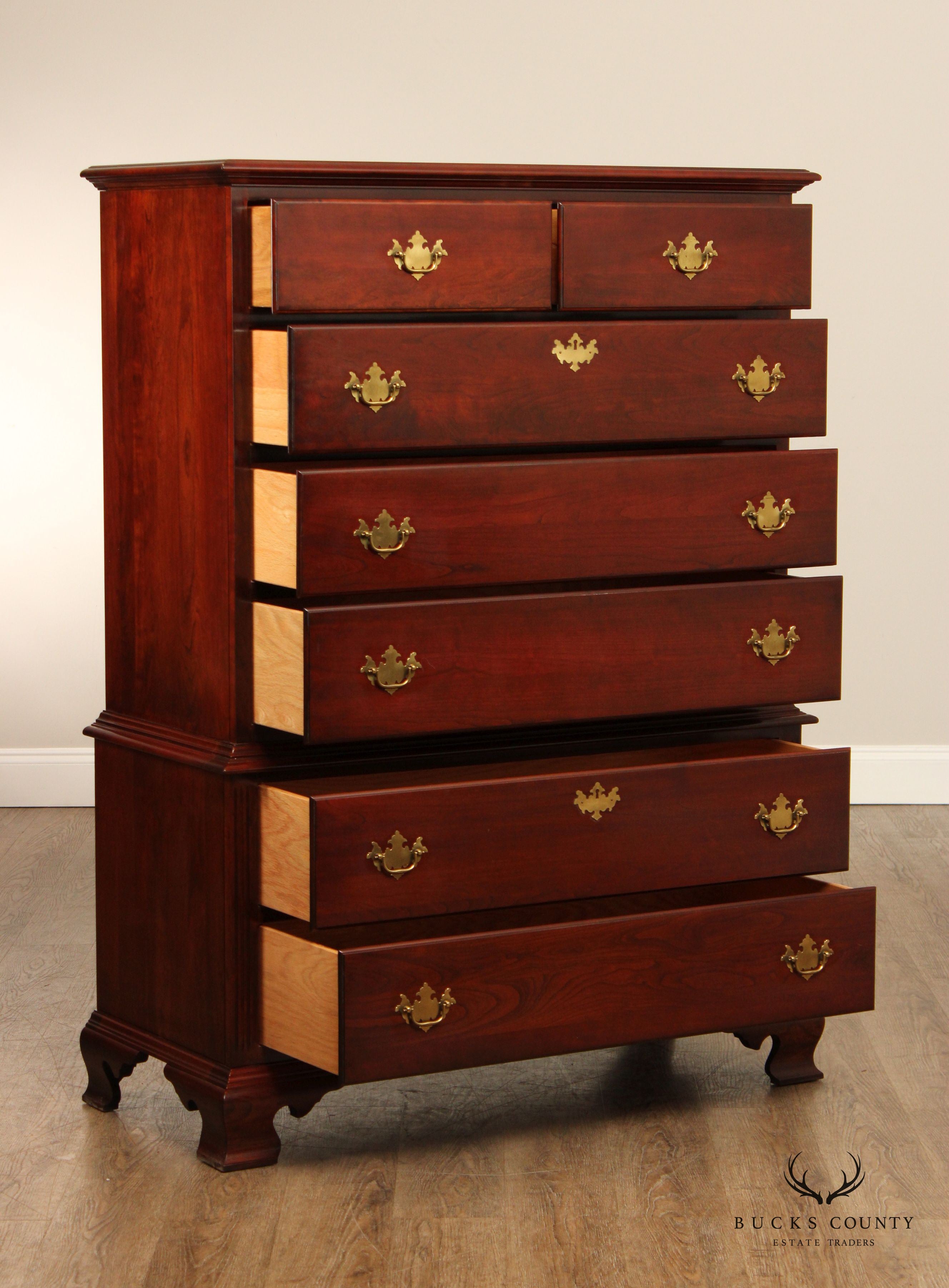 Nathan Hale Chippendale Style Vintage Cherry Tall Chest