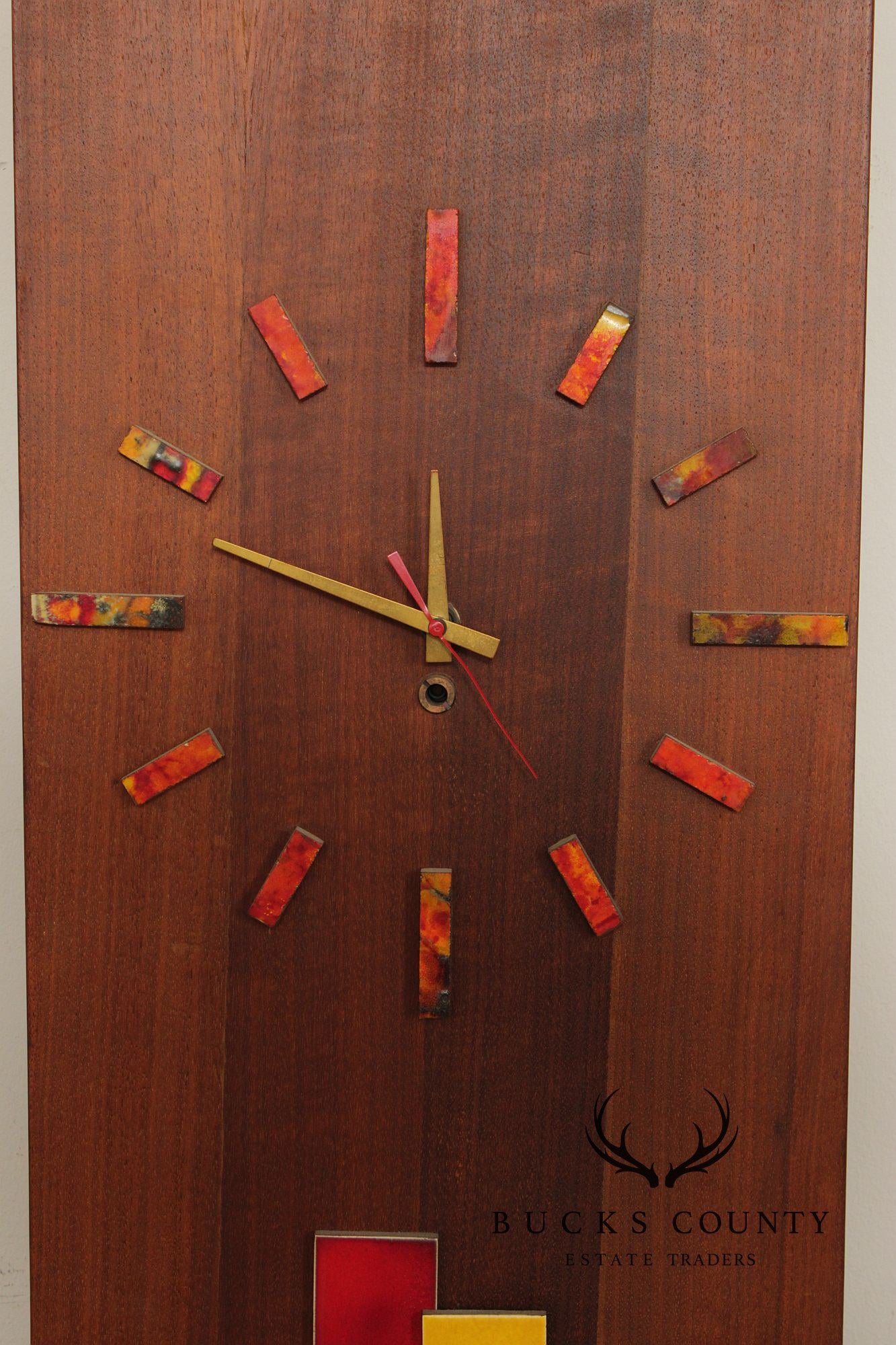 Harris Strong Mid Century Modern Walnut and Tile Wall Clock