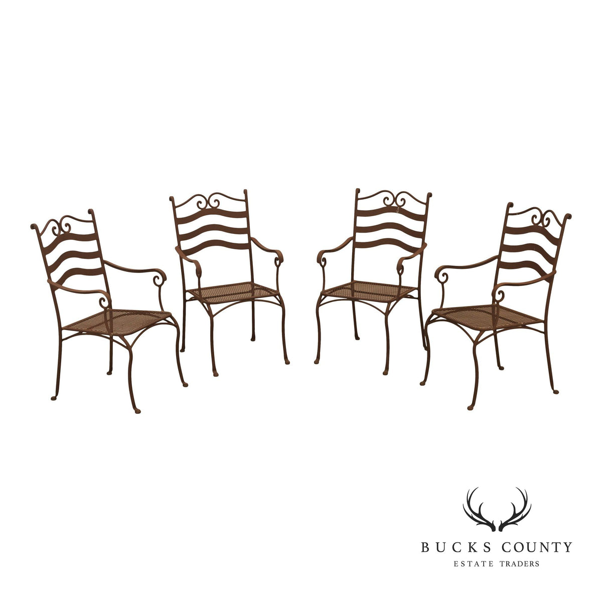 Tuscan Style Set of Four Wrought Iron Patio Chairs