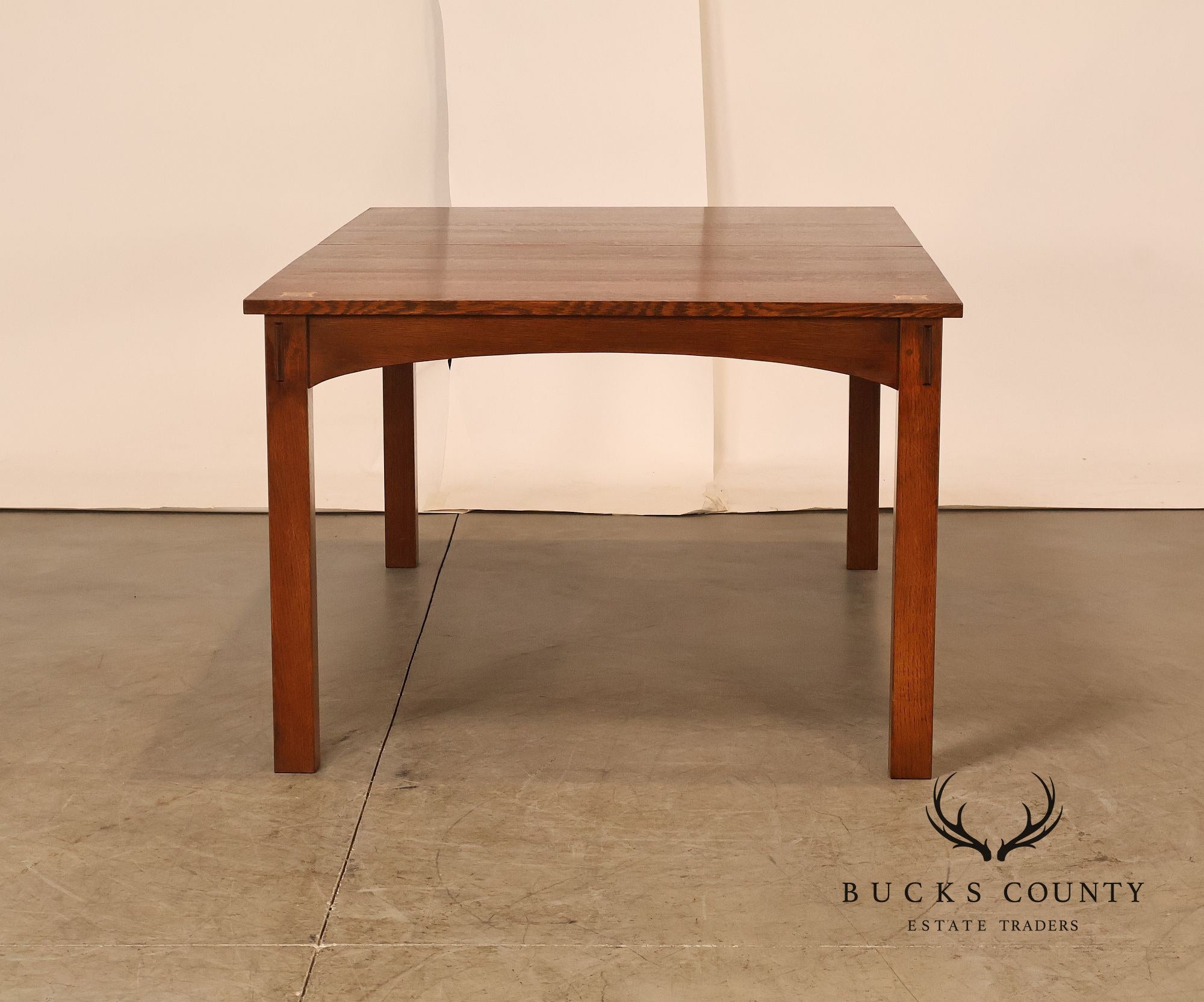 Stickley Mission Collection Harvey Ellis Inlaid Oak Extendable Dining Table