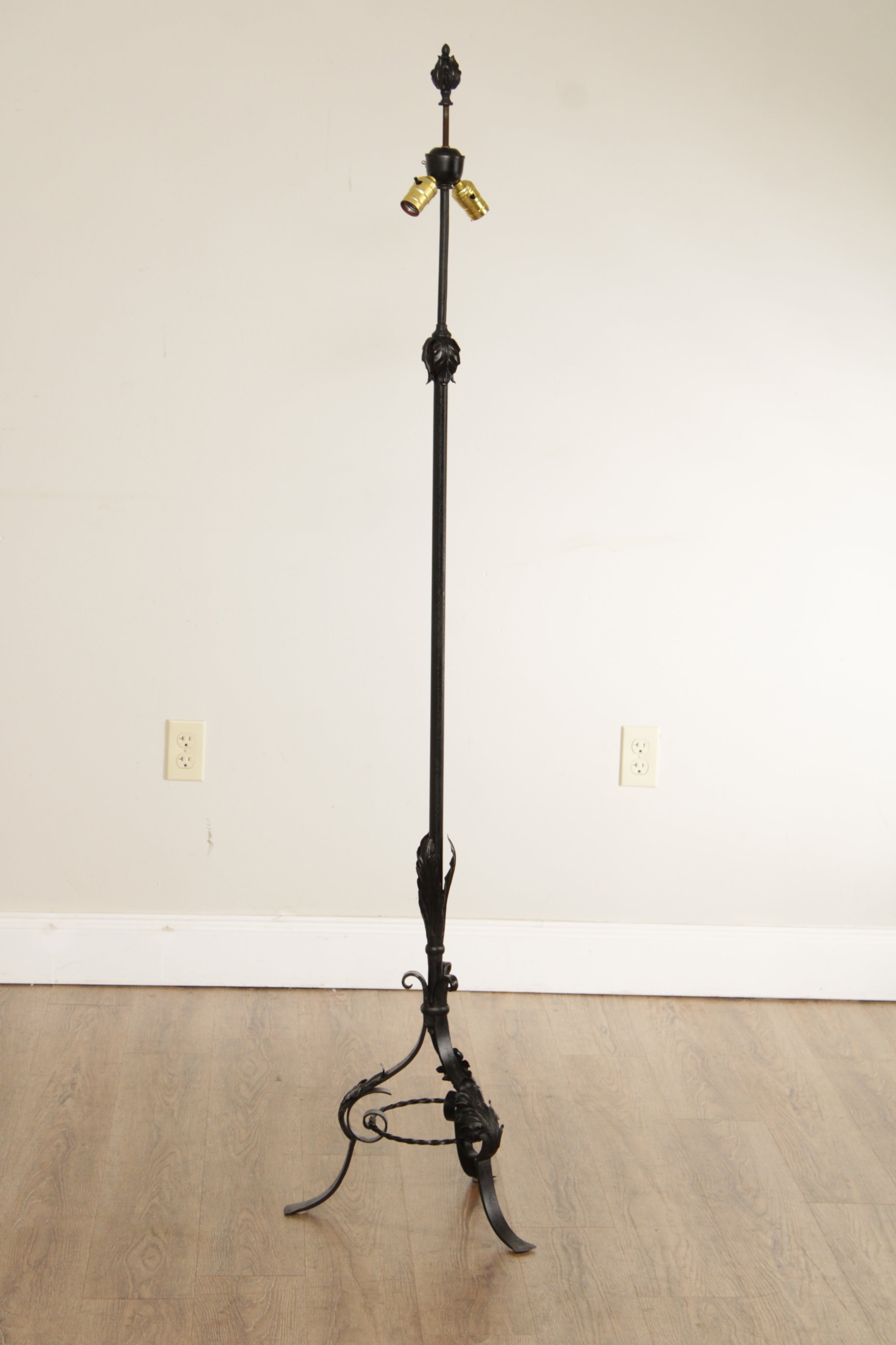 Victorian Style Wrought Iron Two-Light Floor Lamp