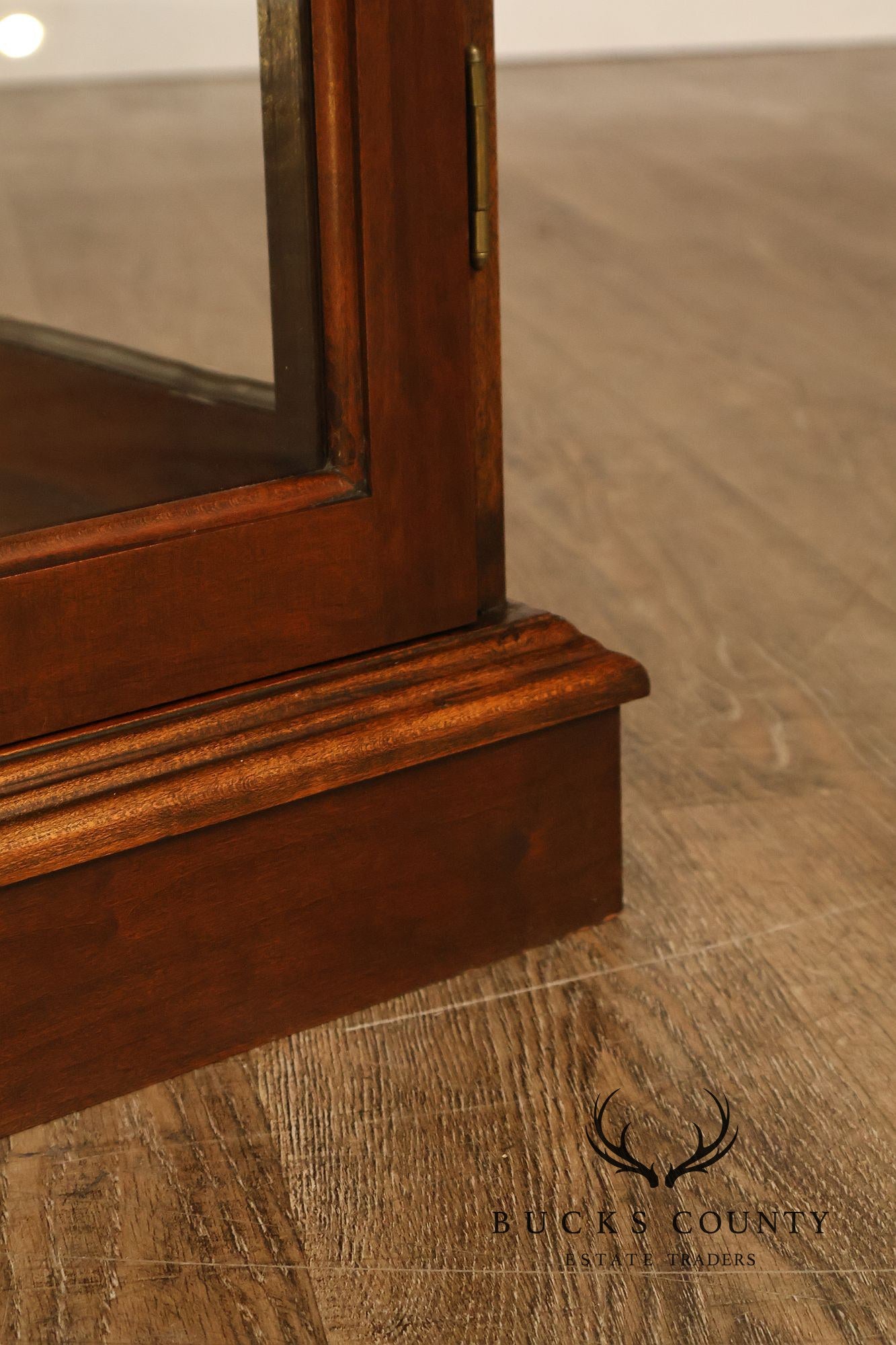 Narrow Cherry Lighted Curio Display Cabinet With Glass Shelves