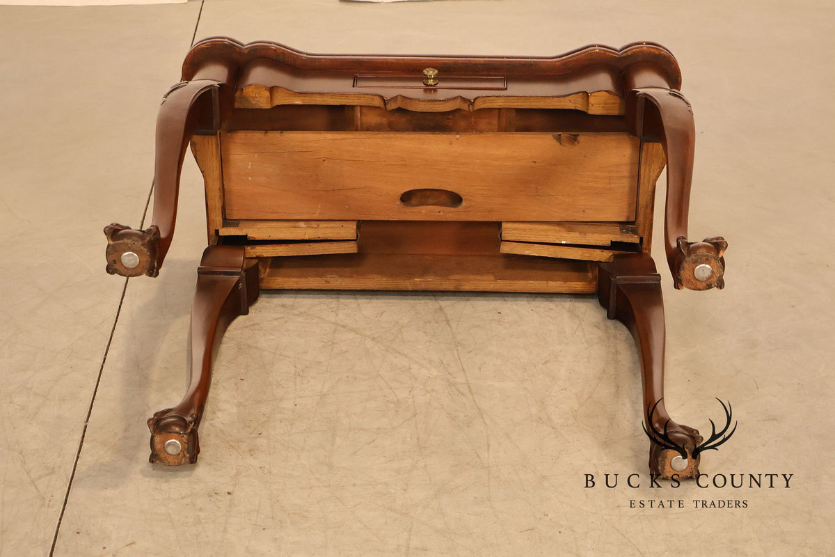 Chippendale Style Mahogany Pair Of Flip-Top Ball And Claw Game Tables