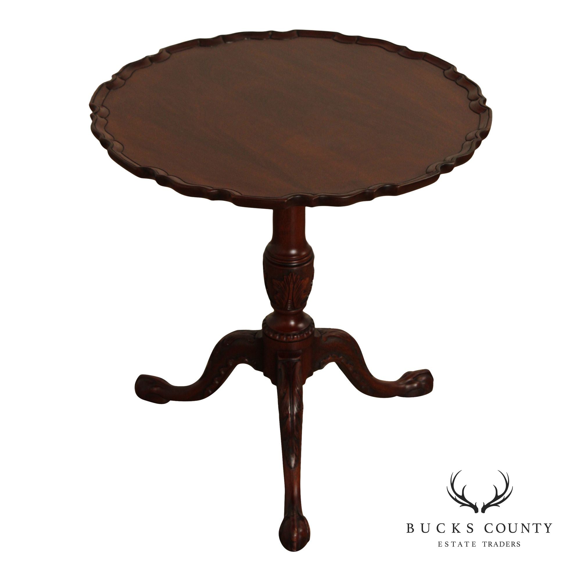 Henkel Harris Carved Mahogany Tilt Top Tea Table
