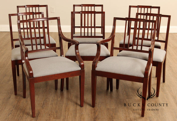 1940's Federal Style Set Of Eight Solid Mahogany Dining Chairs