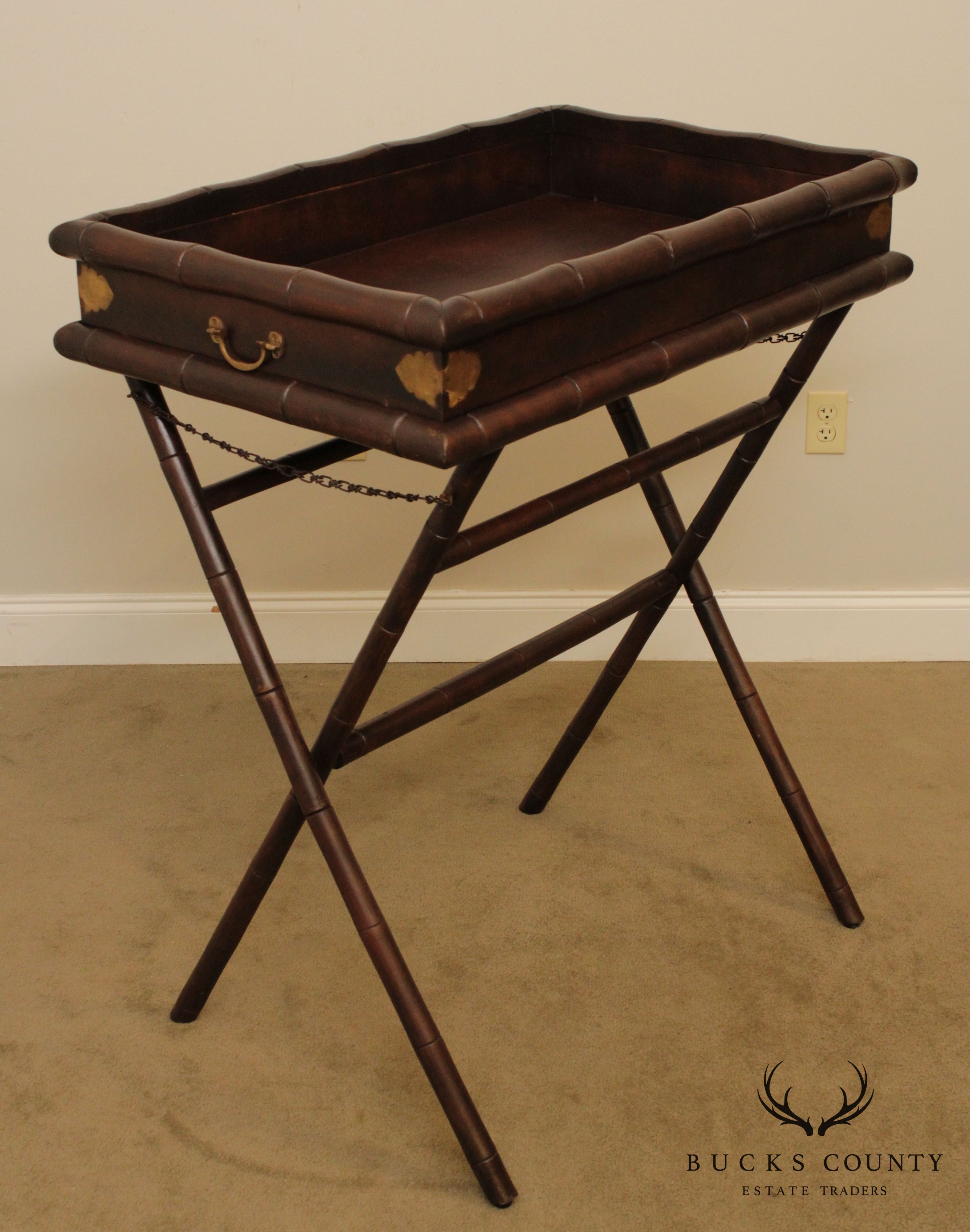 F.O. Mertz & Co Faux Bamboo Butlers Tray Table