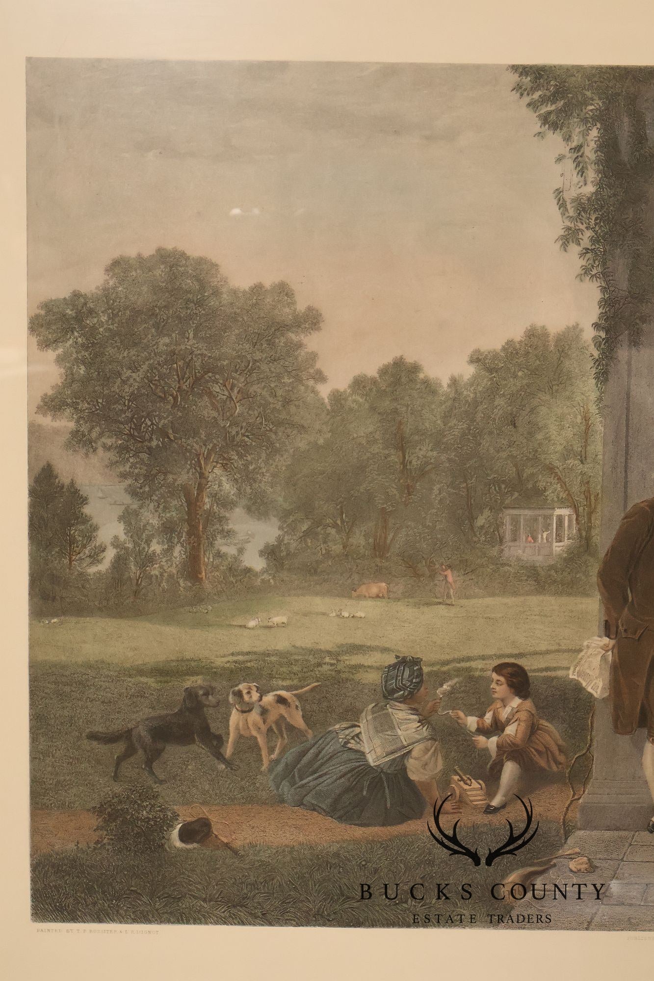 The Home Of George Washington Colored Engraving After Thomas Oldham Barlow