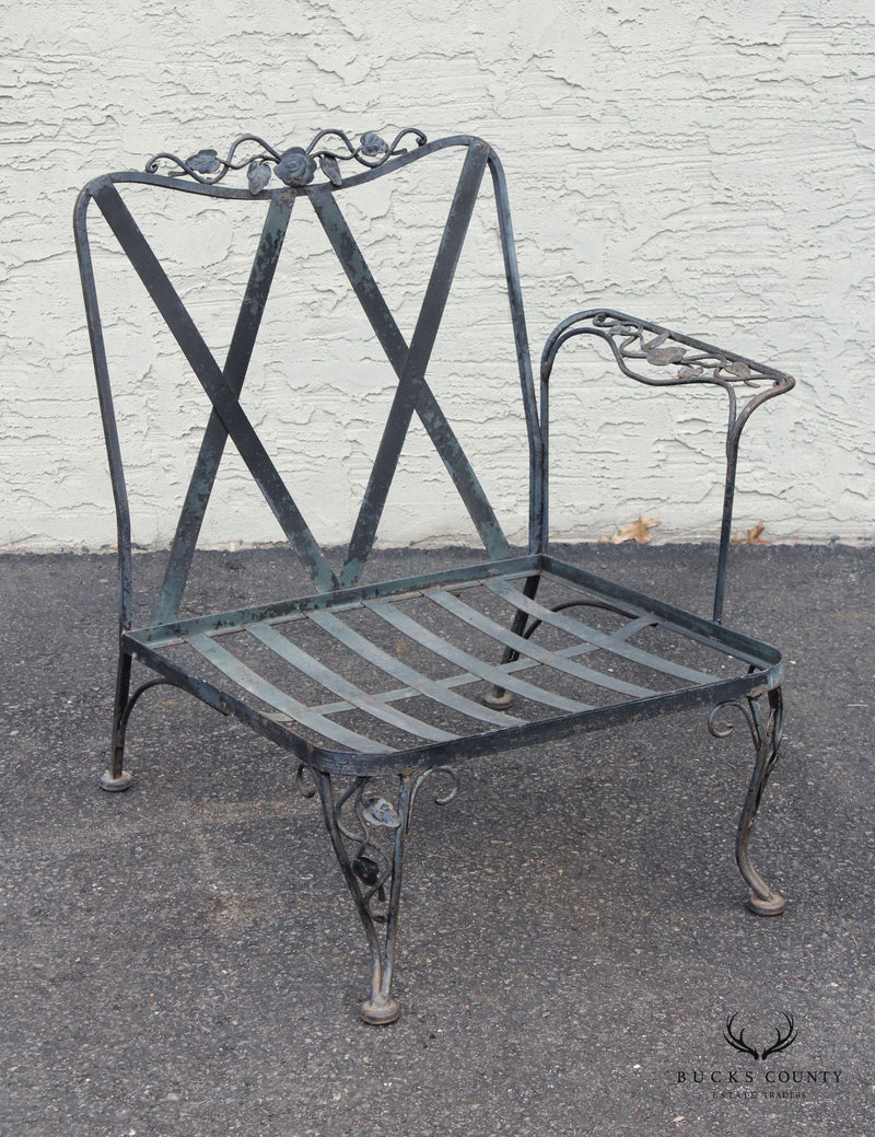 Woodard 'Chantilly Rose' Wrought Iron Three-Piece Outdoor Patio Sofa