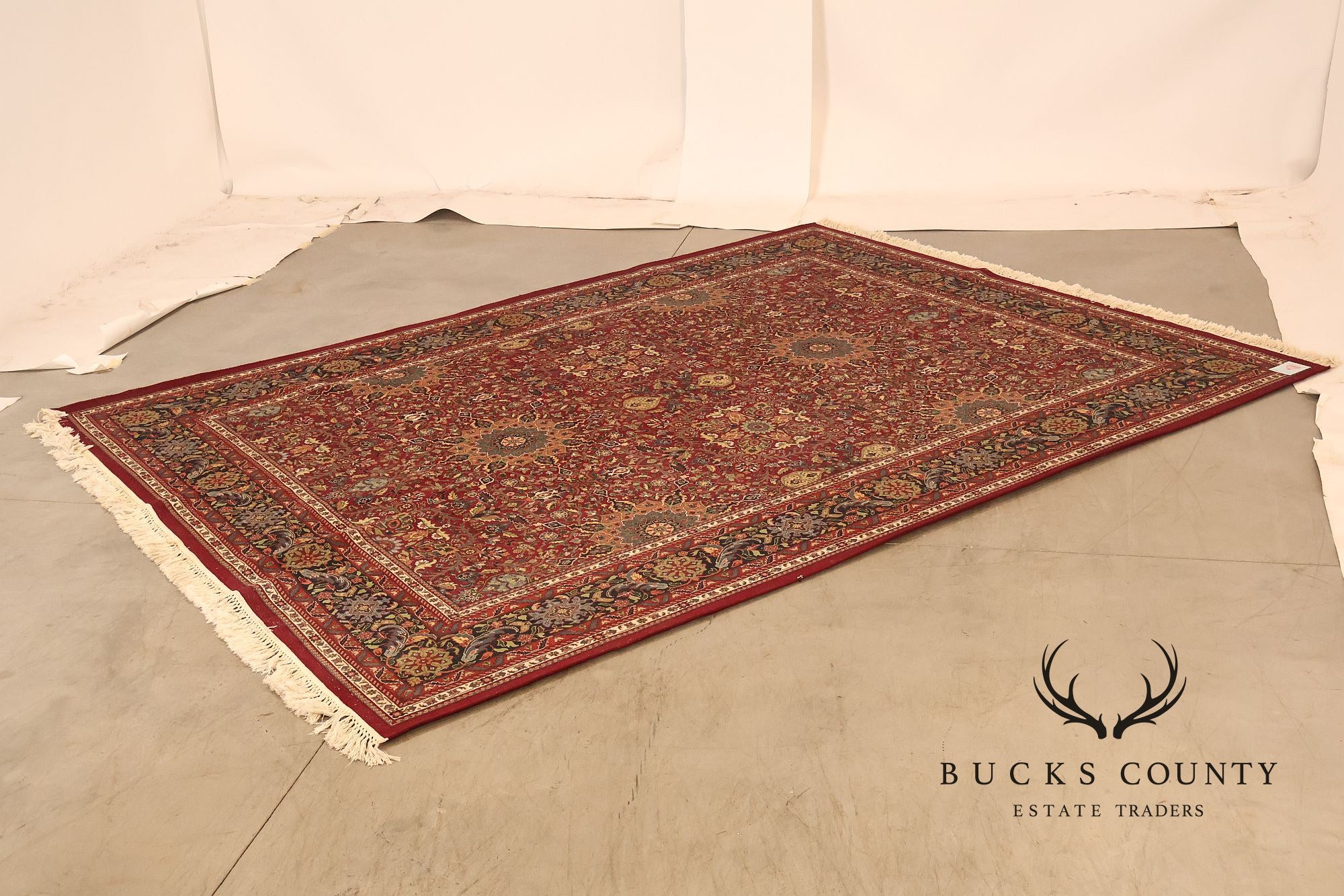 Hand Knotted Persian Style Wool Area Rug With Floral Medallion Design
