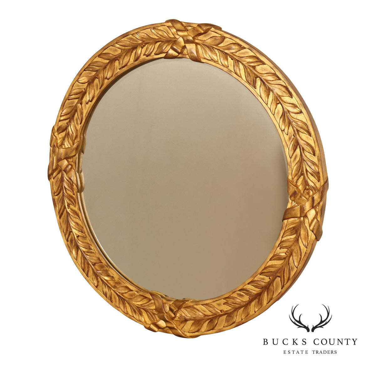 Neoclassical Style Round Giltwood Wall Mirror