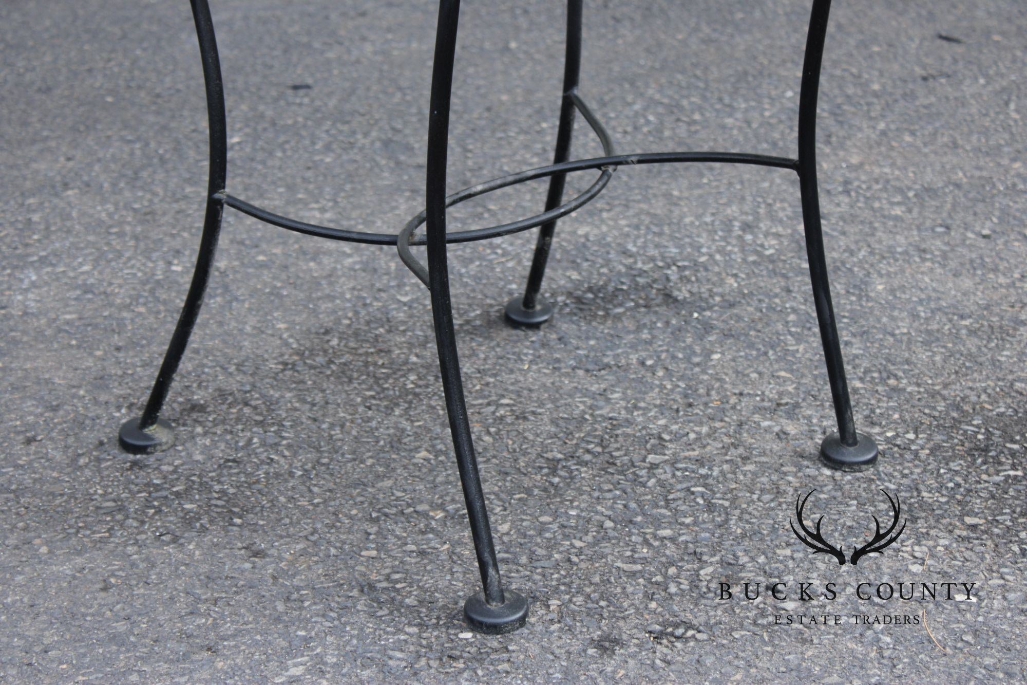 Vintage Pair of Wrought Iron Outdoor Patio Side Chairs