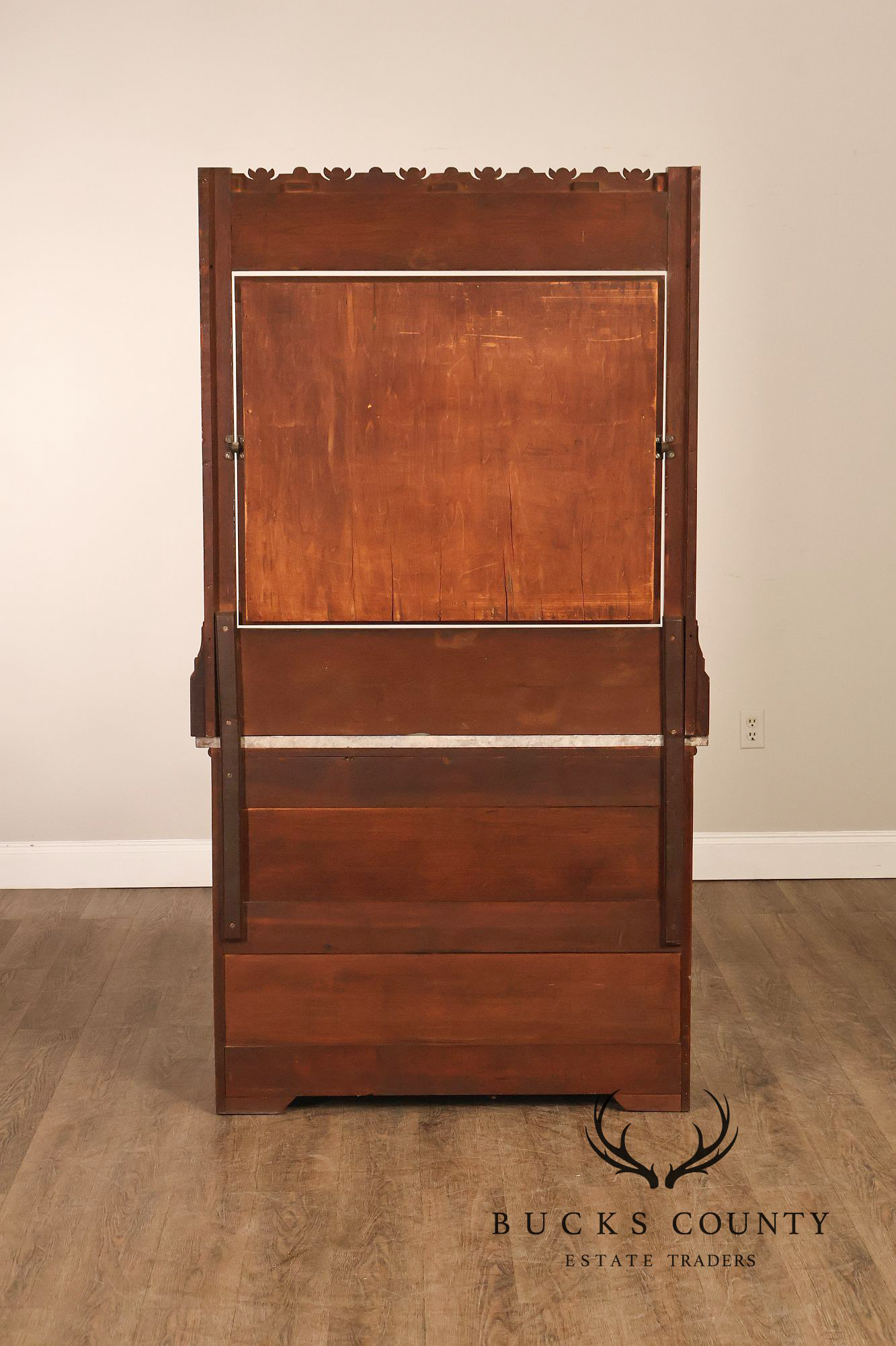 Antique Victorian Eastlake Walnut Marble Top Dresser With Mirror