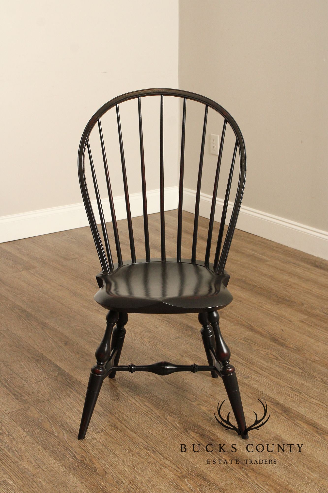 Warren Chair Works Set Of Six Black Painted Windsor Dining Chairs