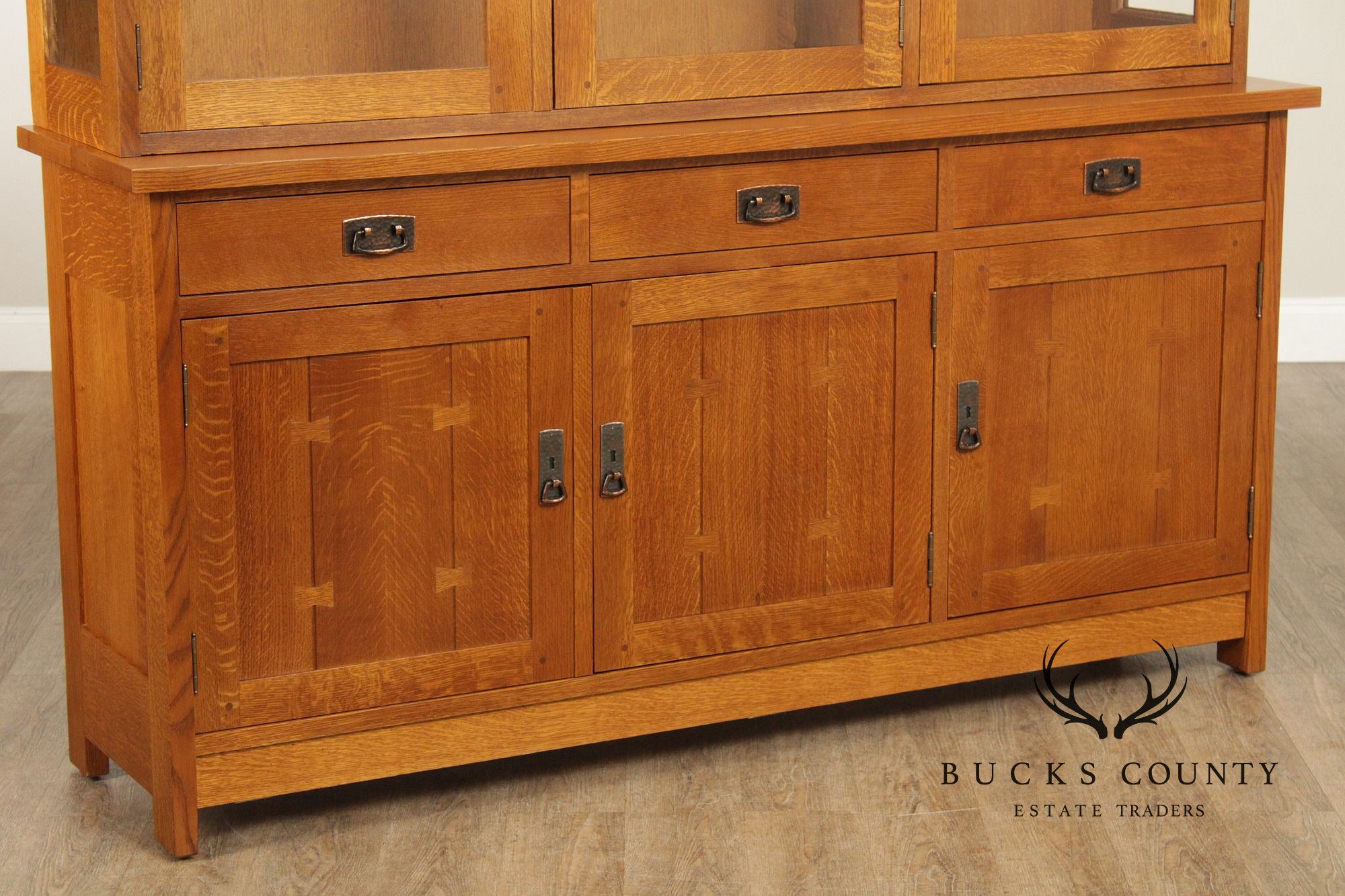 Stickley Mission Collection Oak Three Door China Cabinet
