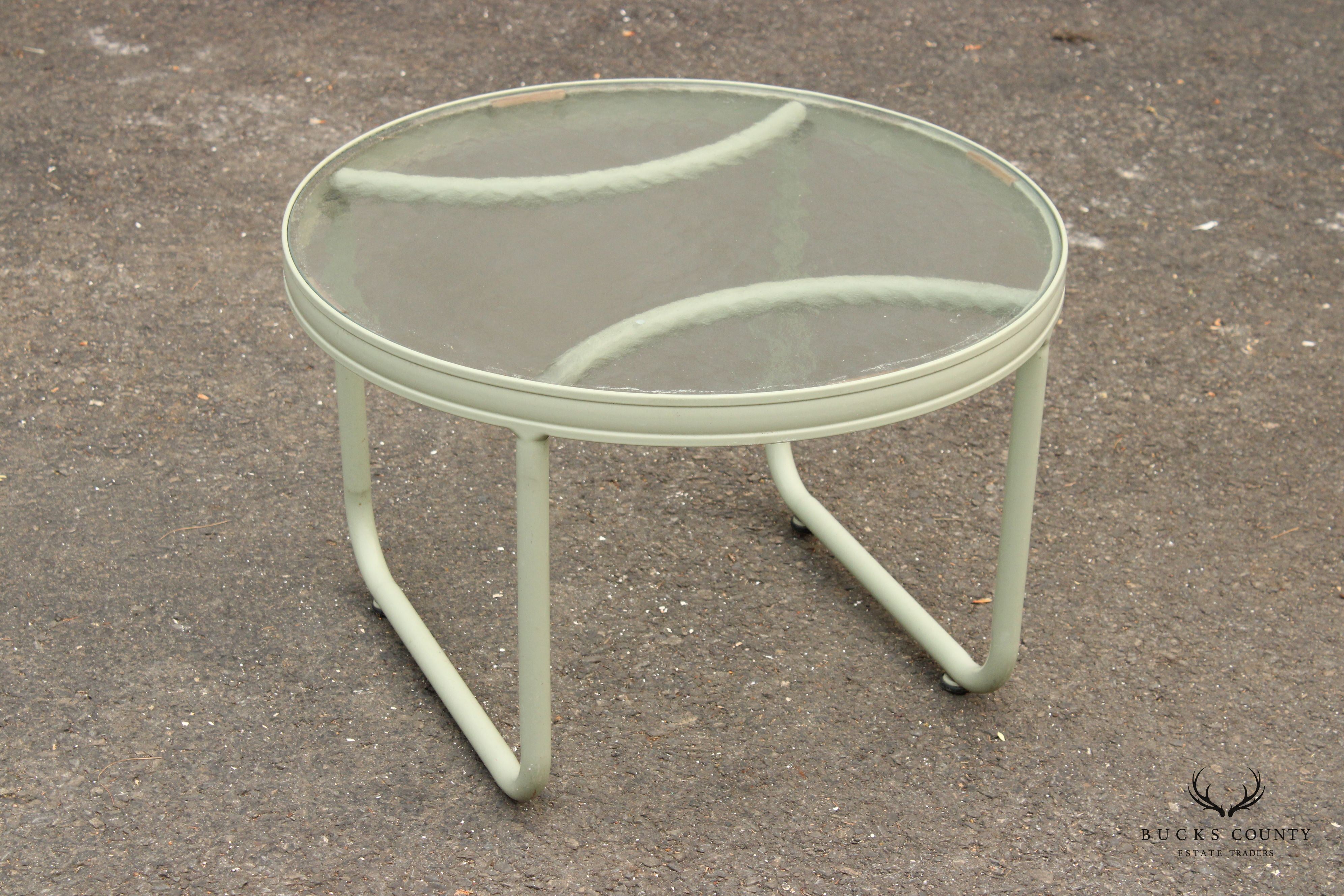 Modern Round Glass Top Outdoor Patio Accent Table