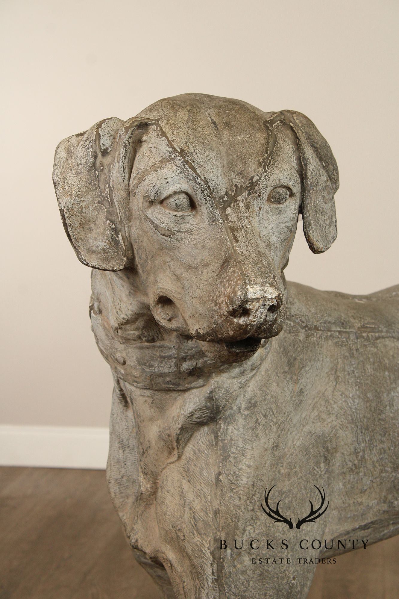 Antique J.W. Fiske Zinc Morley's Dog Statue