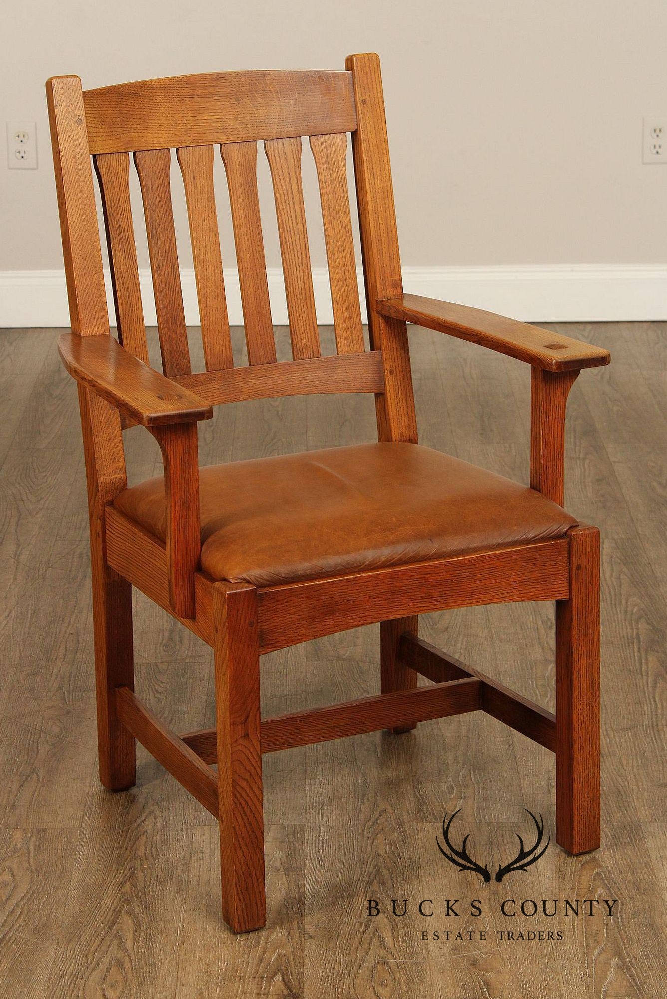 Stickley Mission Collection Cottage Oak and Leather Dining Chair