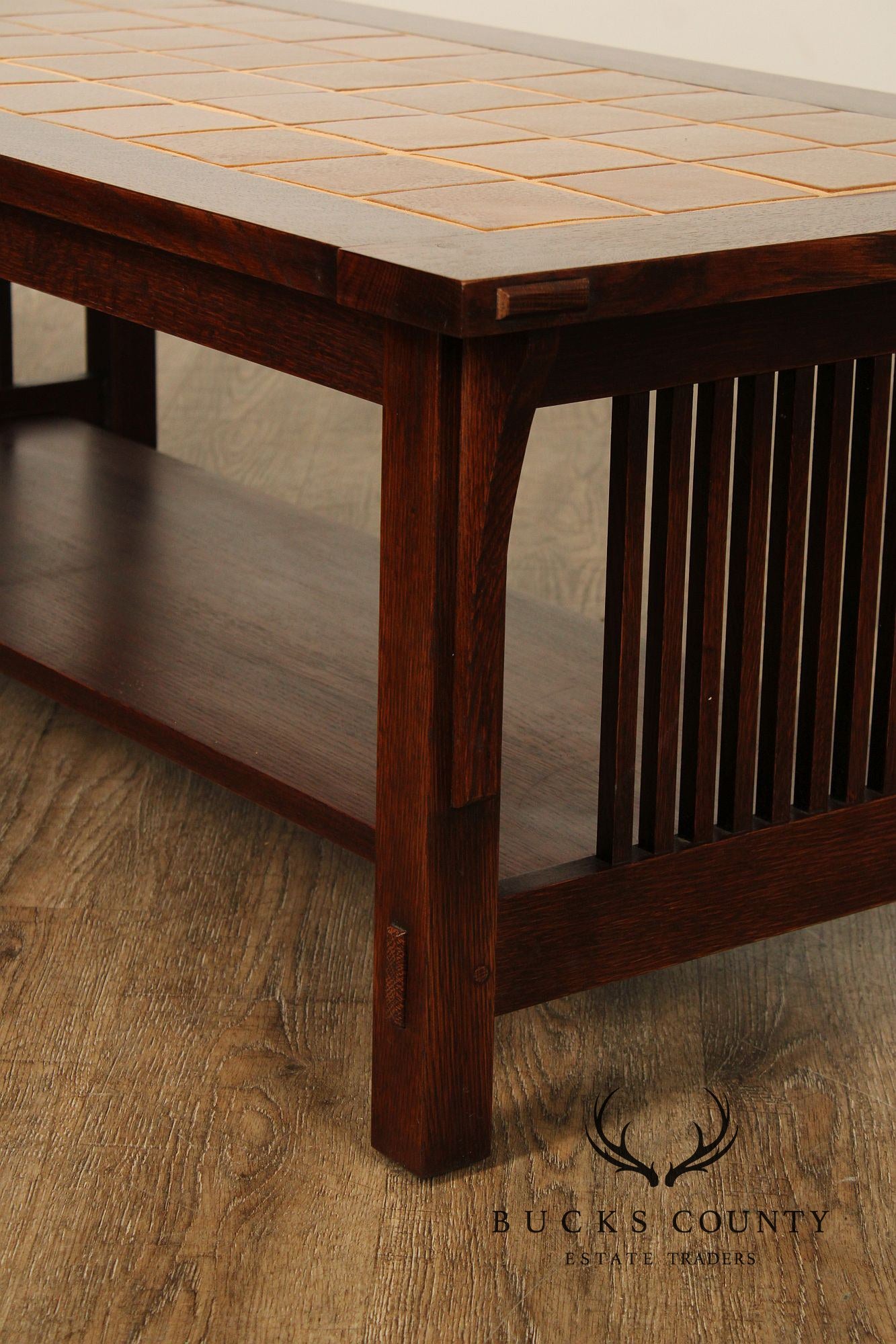 Stickley Mission Collection Oak Tile Top Cocktail Table