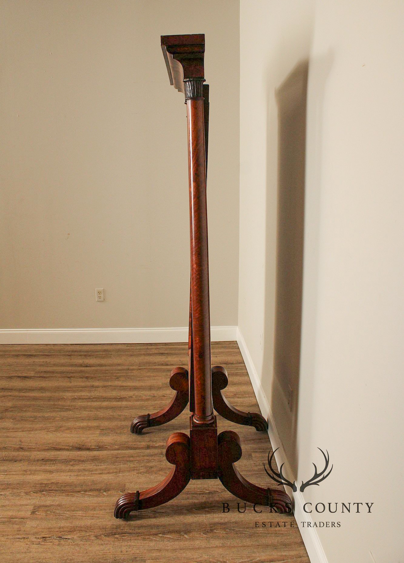 Antique French Empire Mahogany Cheval Mirror