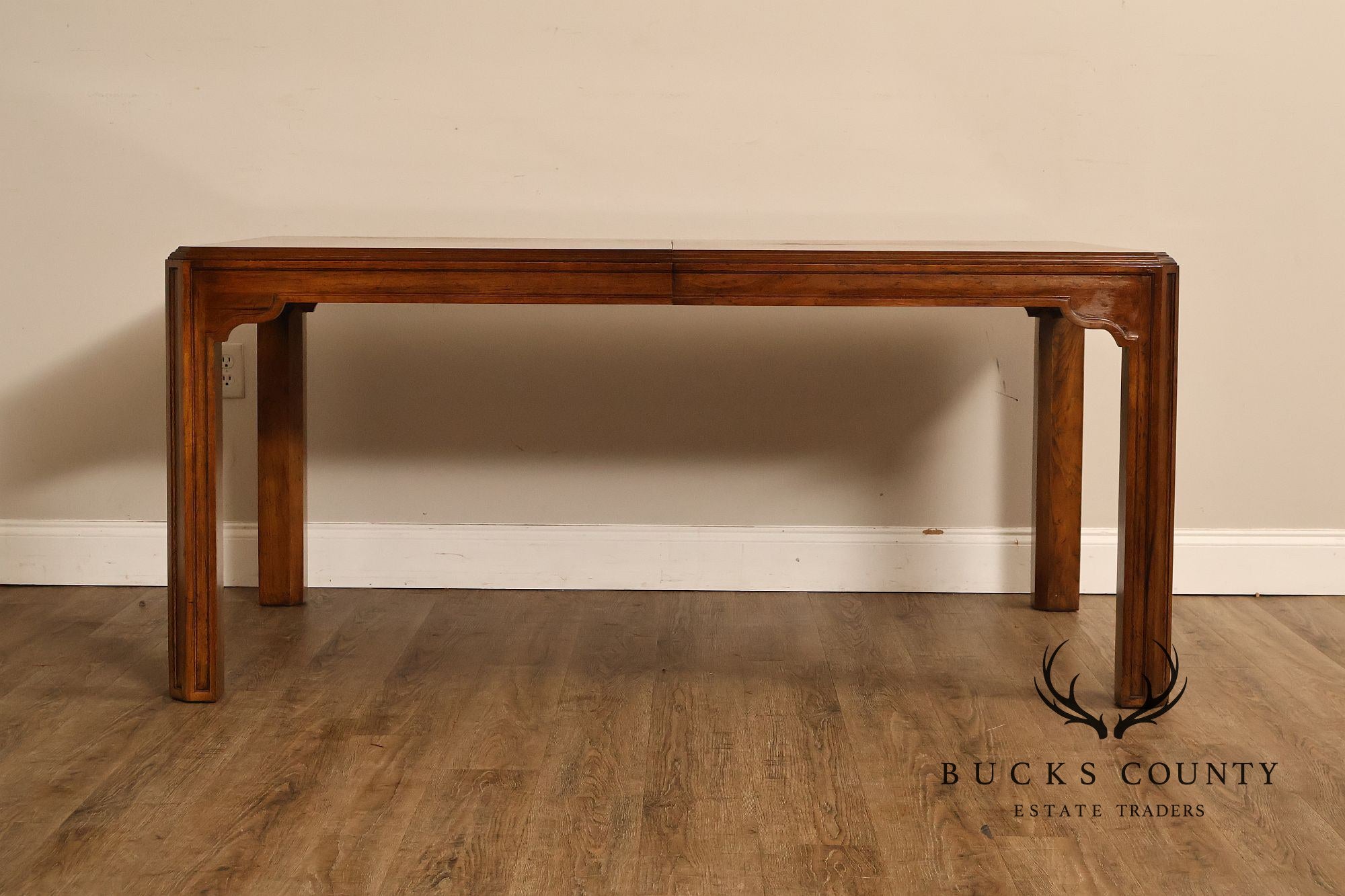 Drexel Heritage Sketchbook Collection Burl Wood Parsons Extendable Dining Table